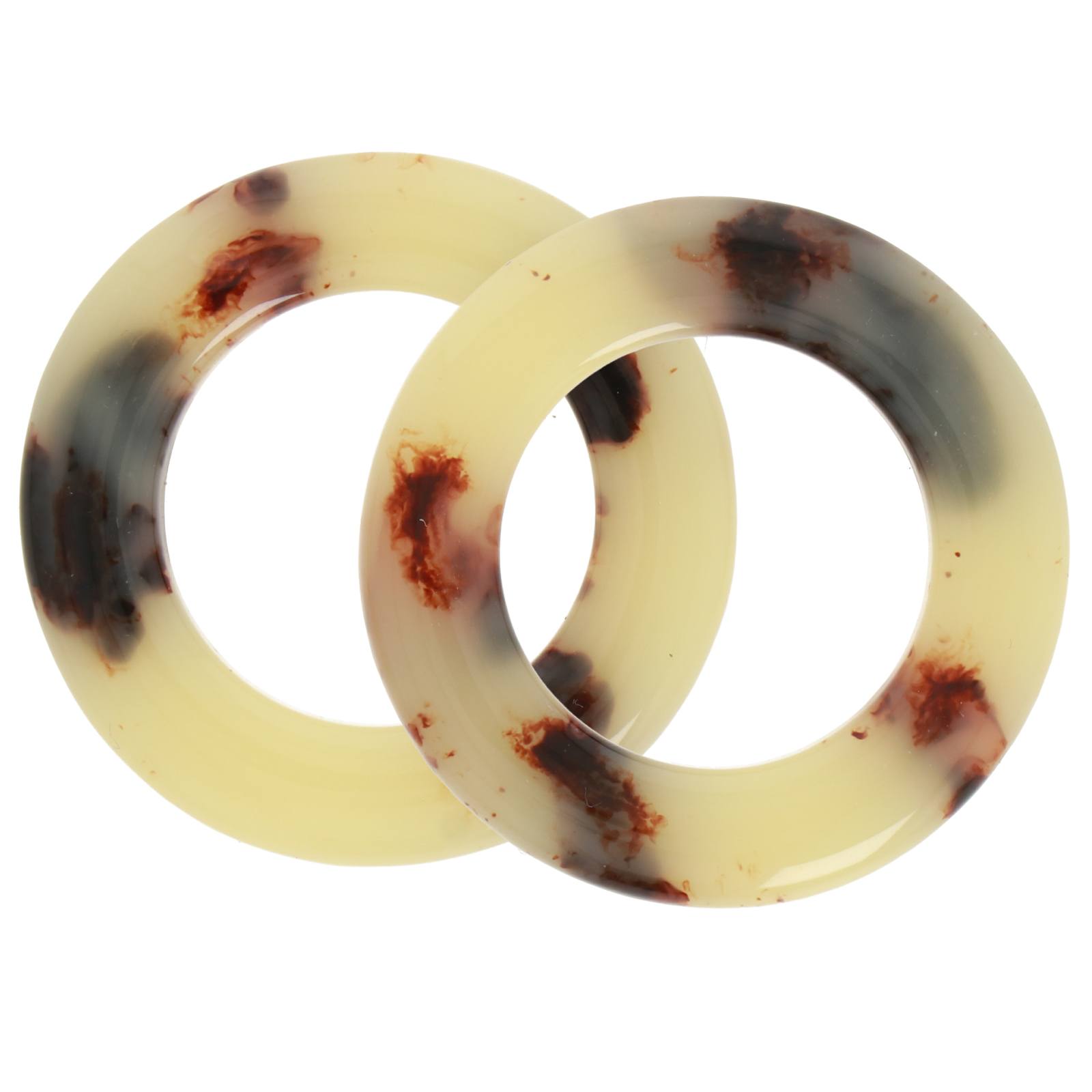 round rings for bag - ecru marbled 37mm | 2pc