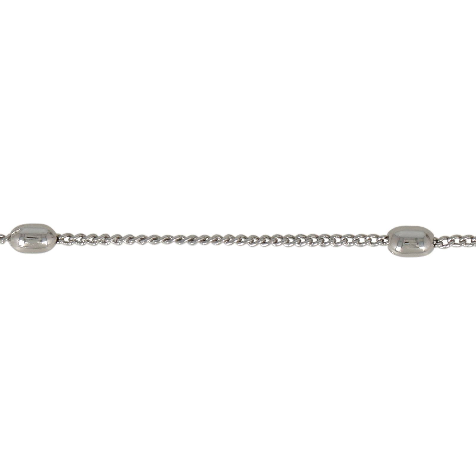 rhodium silver plated groumette chain 1mm with olive | 1mt