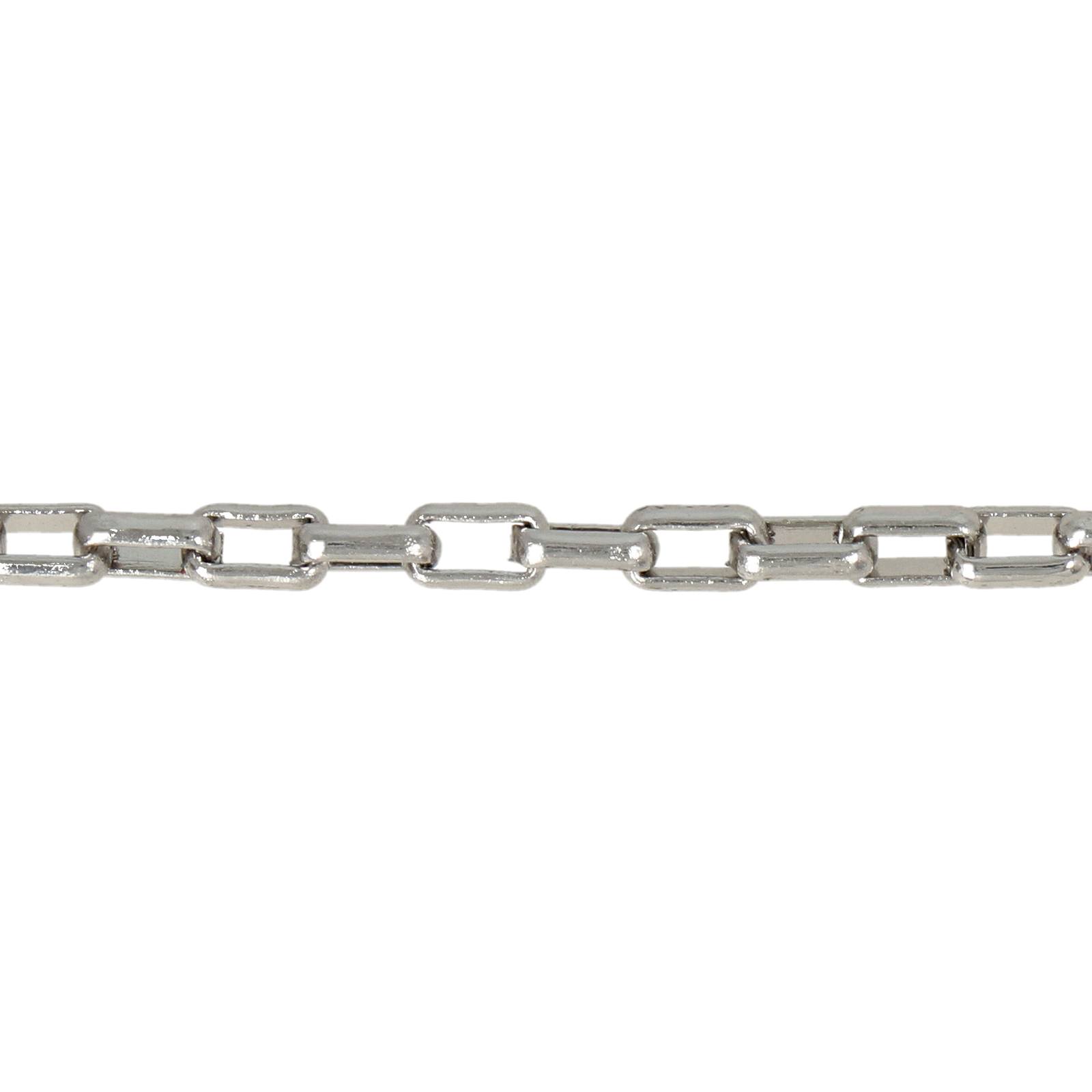 rhodium silver plated flat cable chain rectangle 6x3mm | 50cm