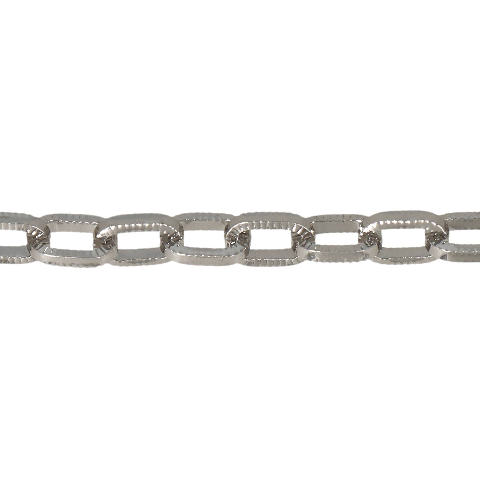 rhodium silver plated cable chain oval 8x5mm | 50cm