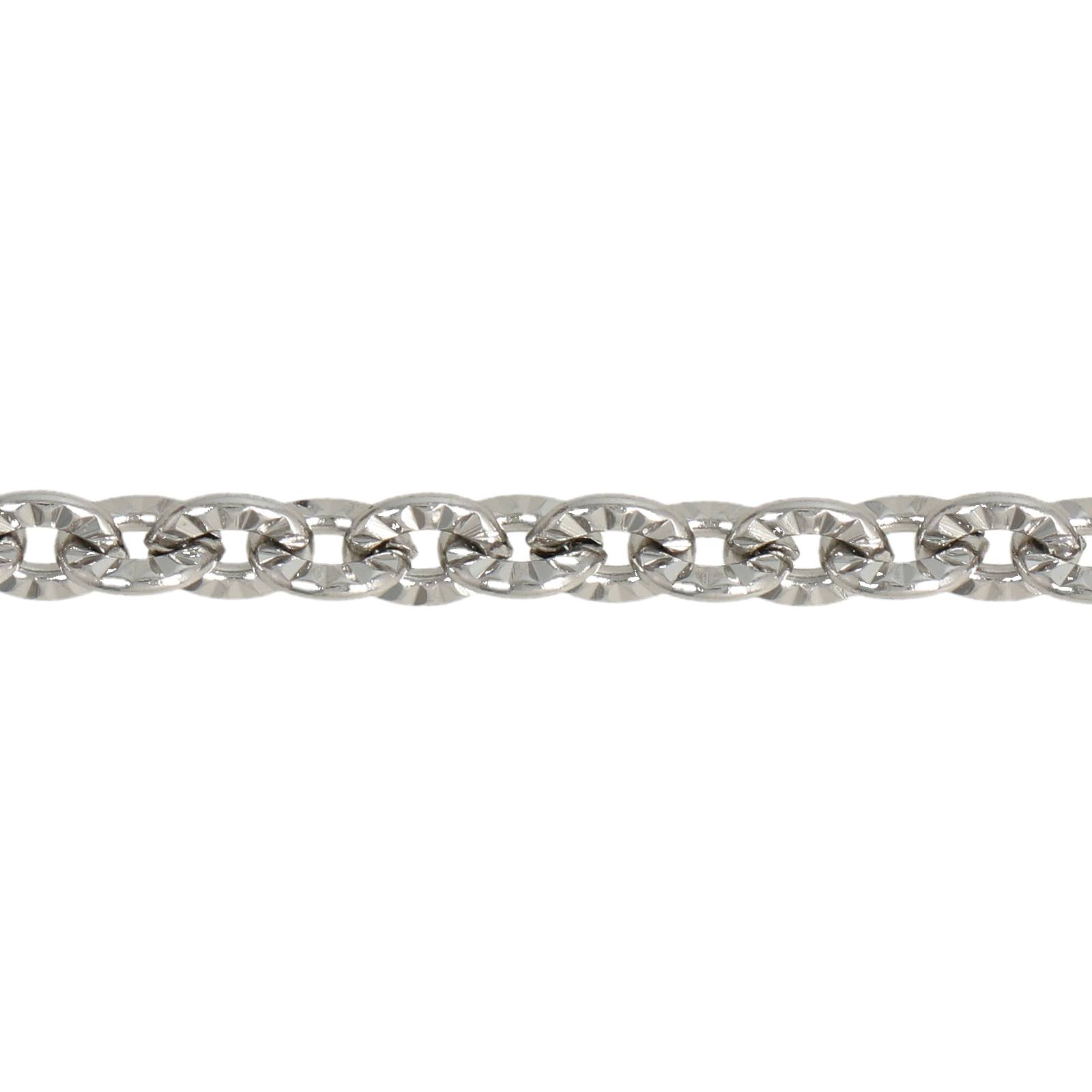 rhodium silver plated flat cable chain oval 7x5mm | 50cm