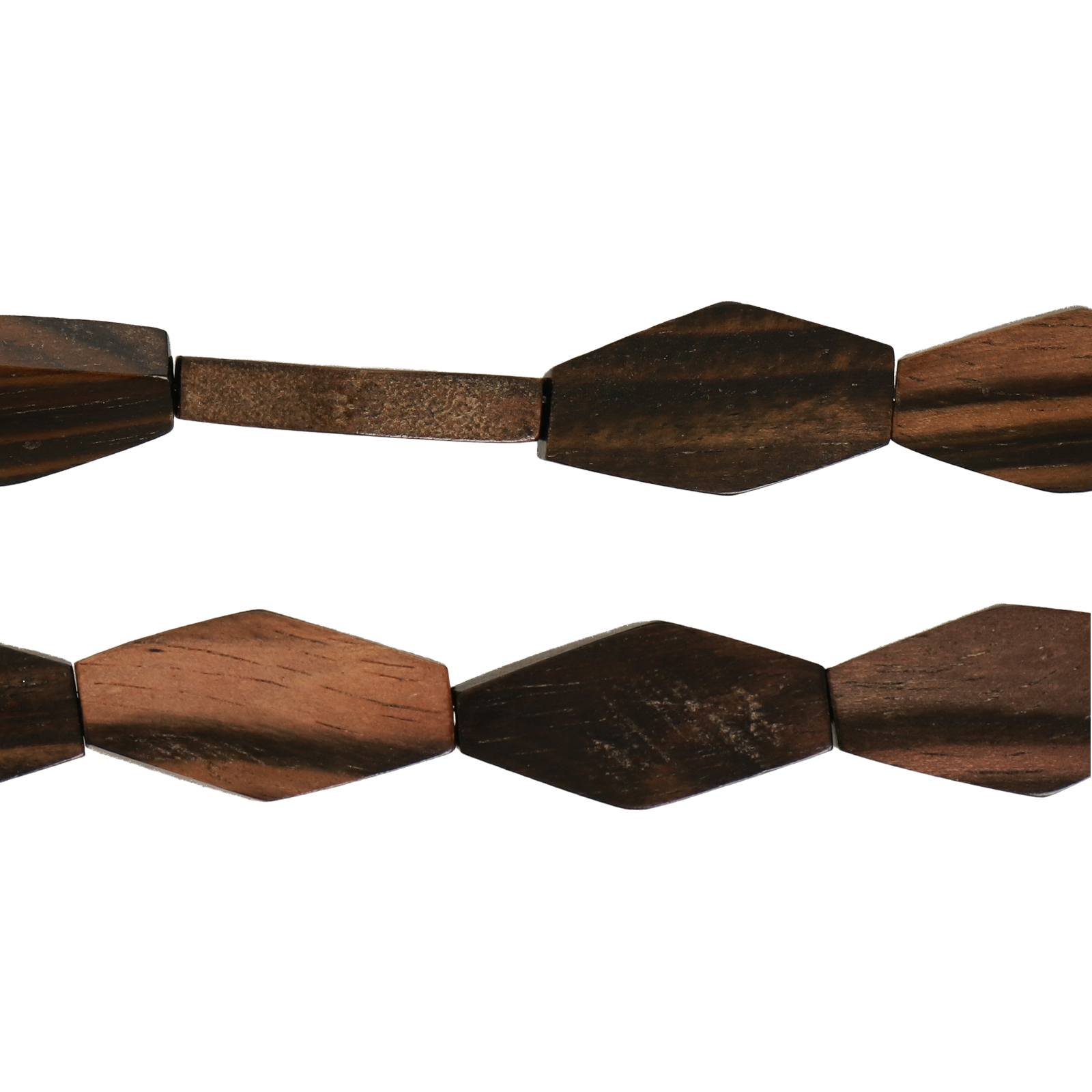 holz perlen ebony rhombus 22x12mm | strang 40cm