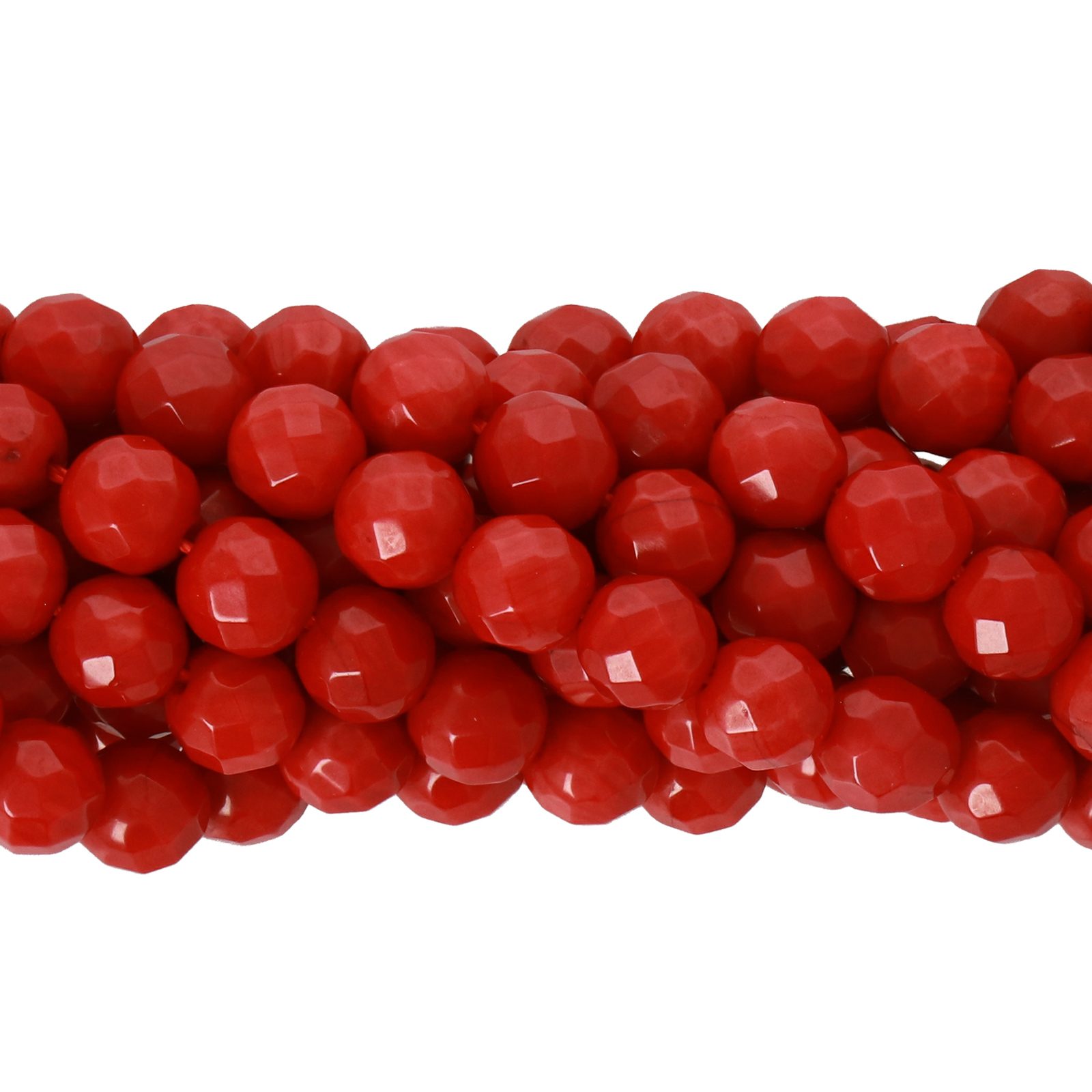 red bamboo coral faceted round 5mm | 15/16-inch strand