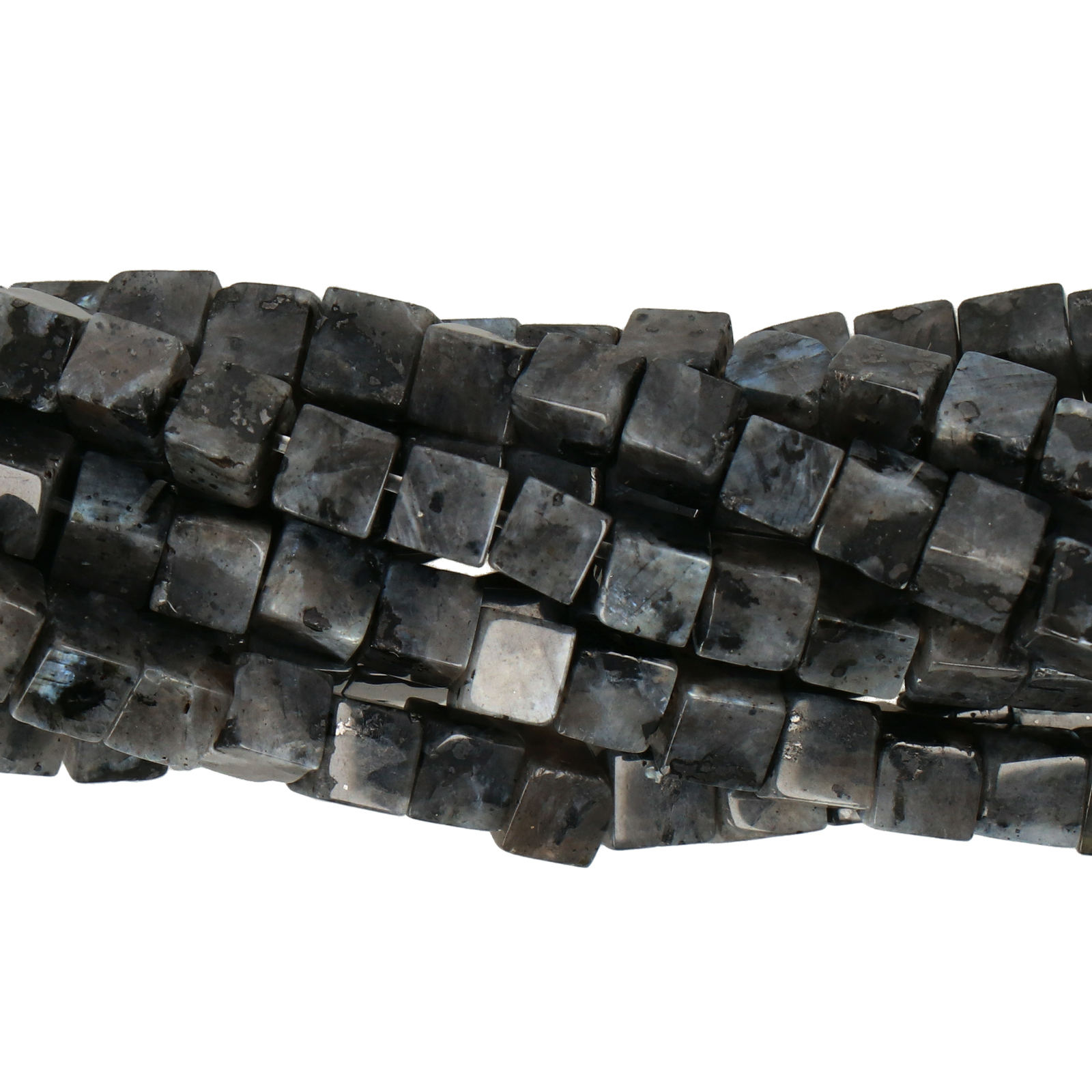 labradorit schwarz glatt würfel 4mm | strang 38/40cm