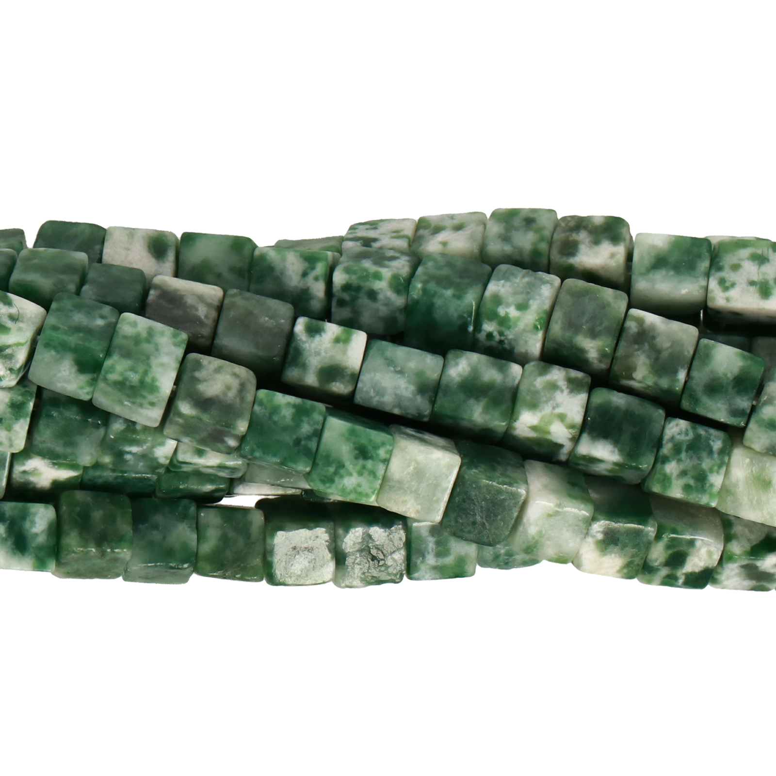 tree agate smooth cube 4mm | 15/16-inch strand