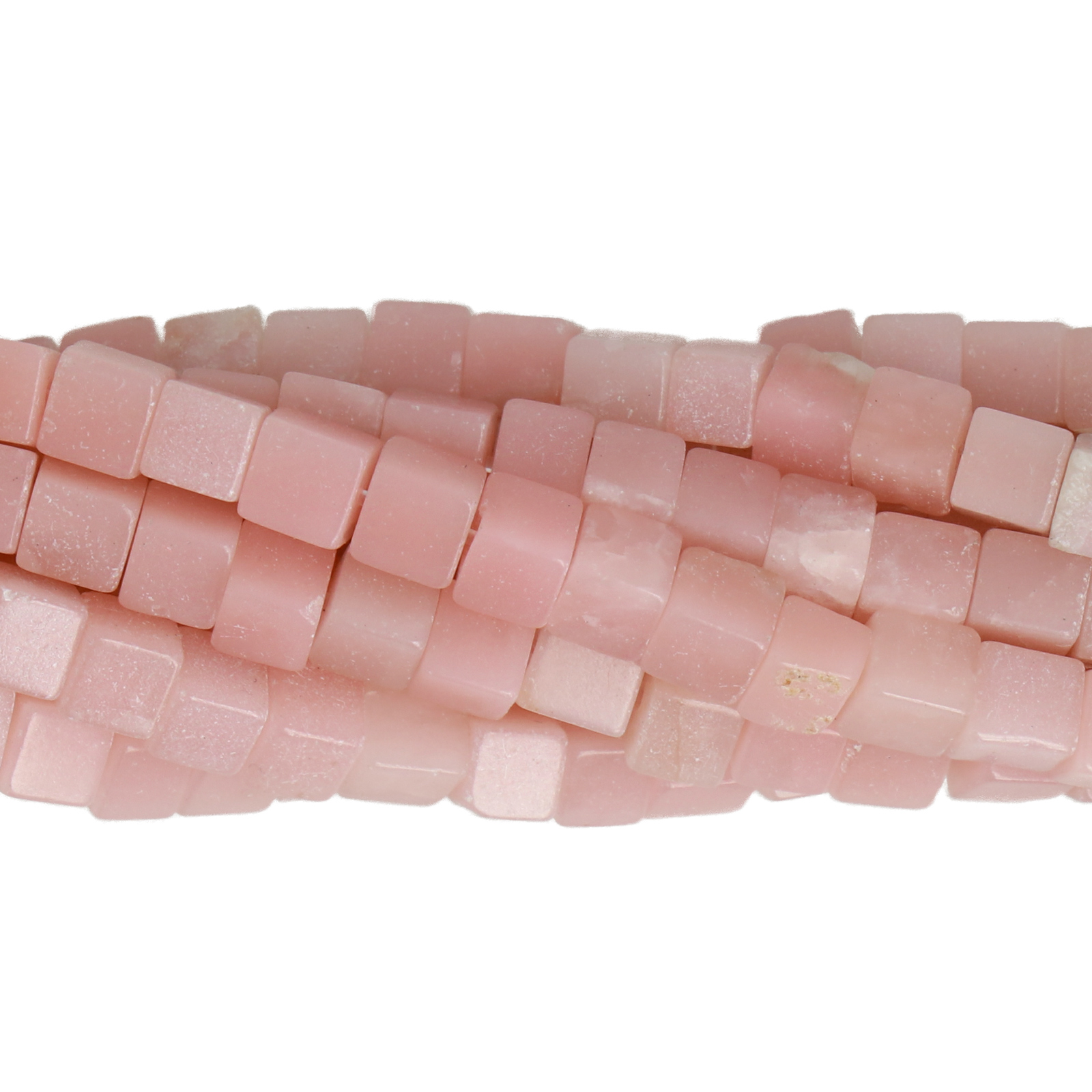pink opal smooth cube 4mm | 15/16-inch strand