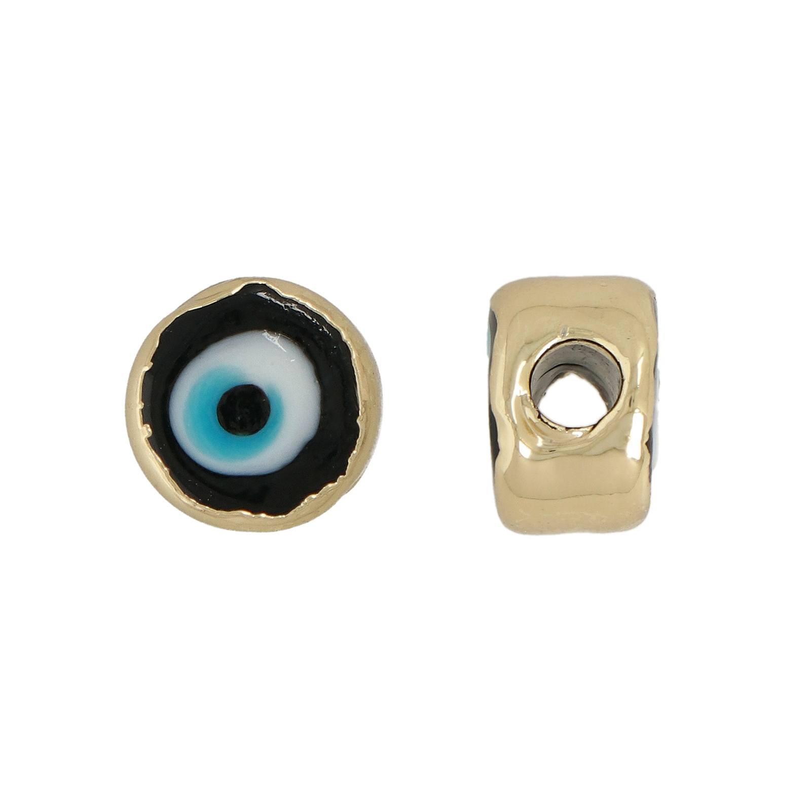 handmade perlen auges allahs sheibe schwarz gold lined 10-12mm | 2st