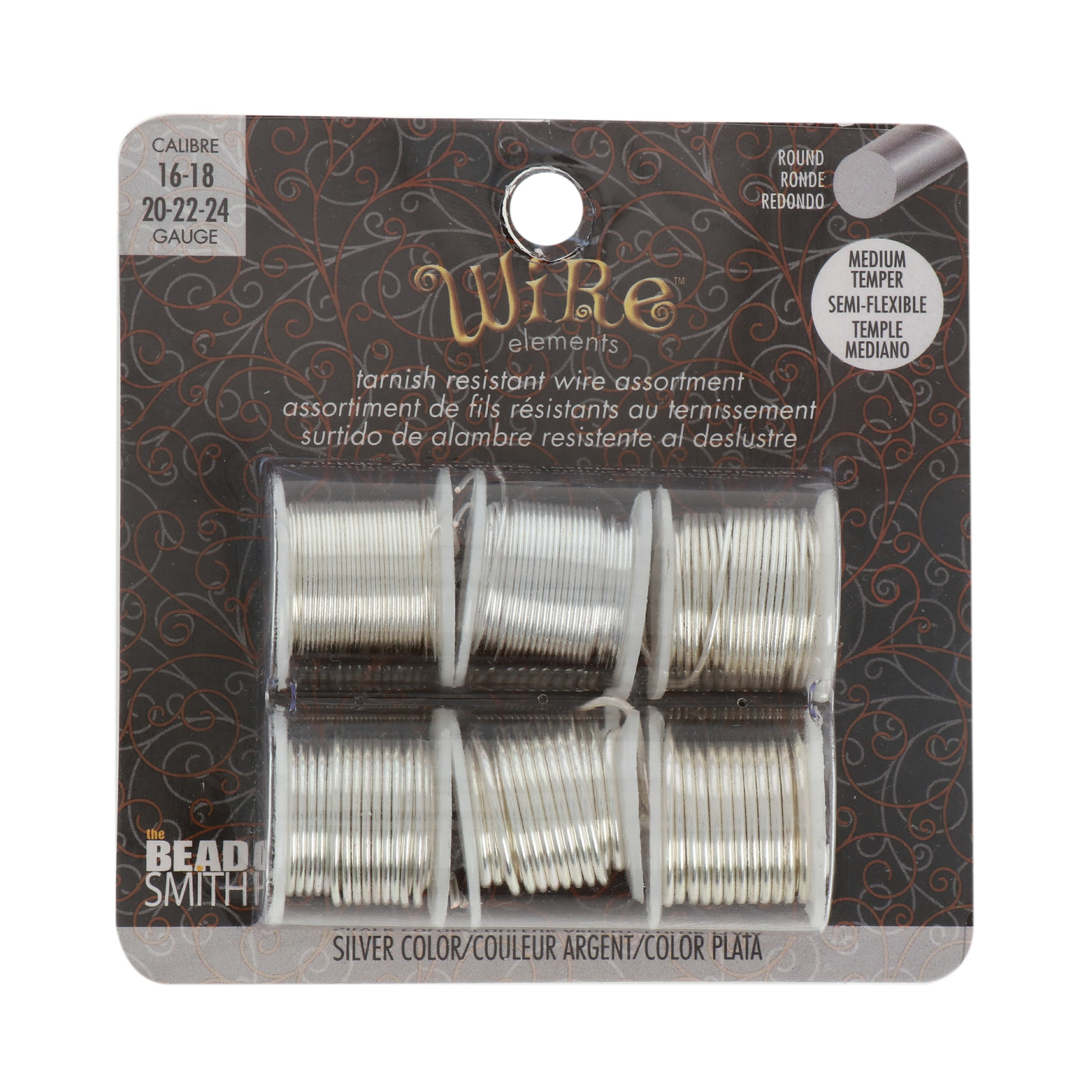 silver plated copper wire mix gauge: 16-18-20-22-24 - 6 coils | 1pc