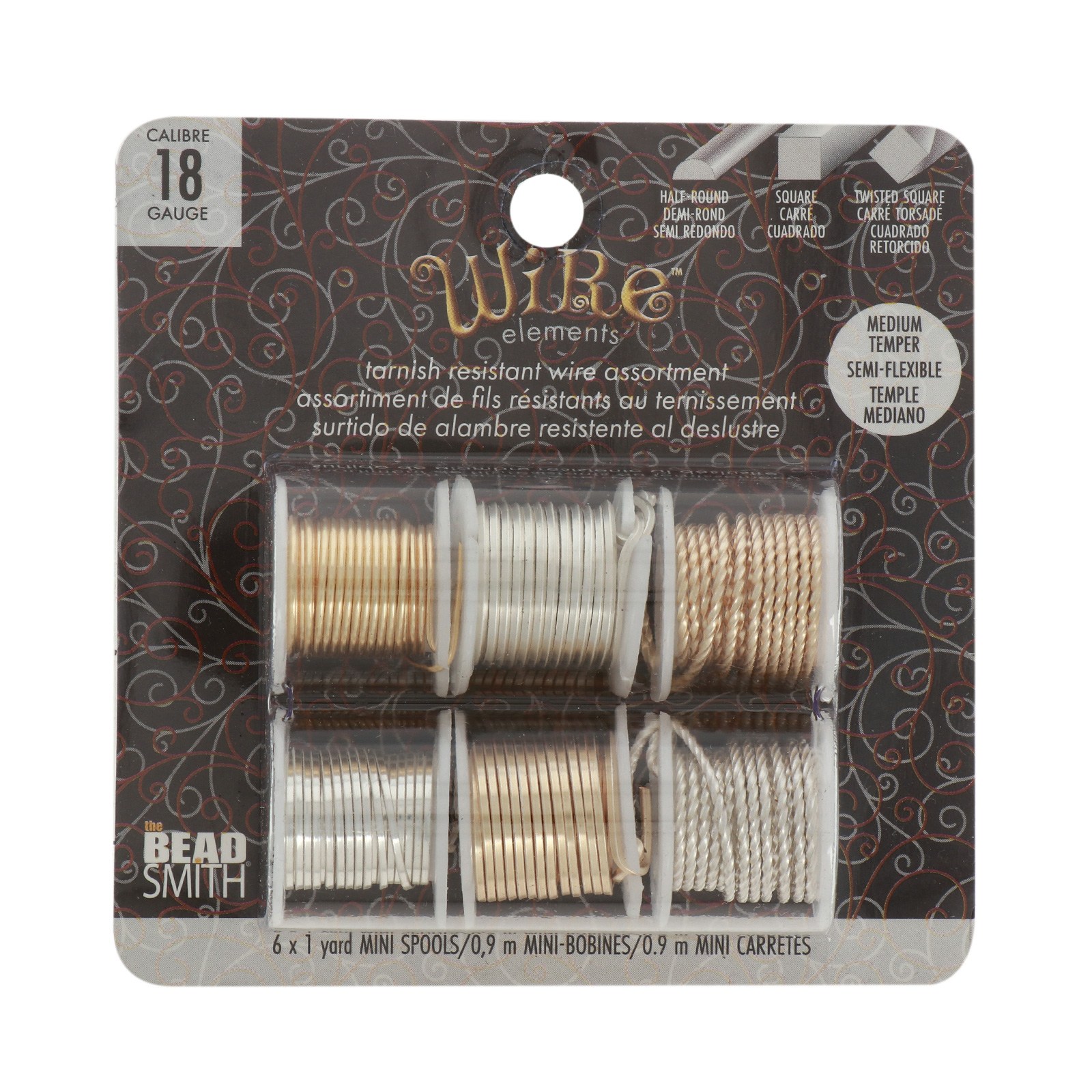 gold & silver plated copper wire 18 gauge mix shape - 6x 0,9mt | 1pc