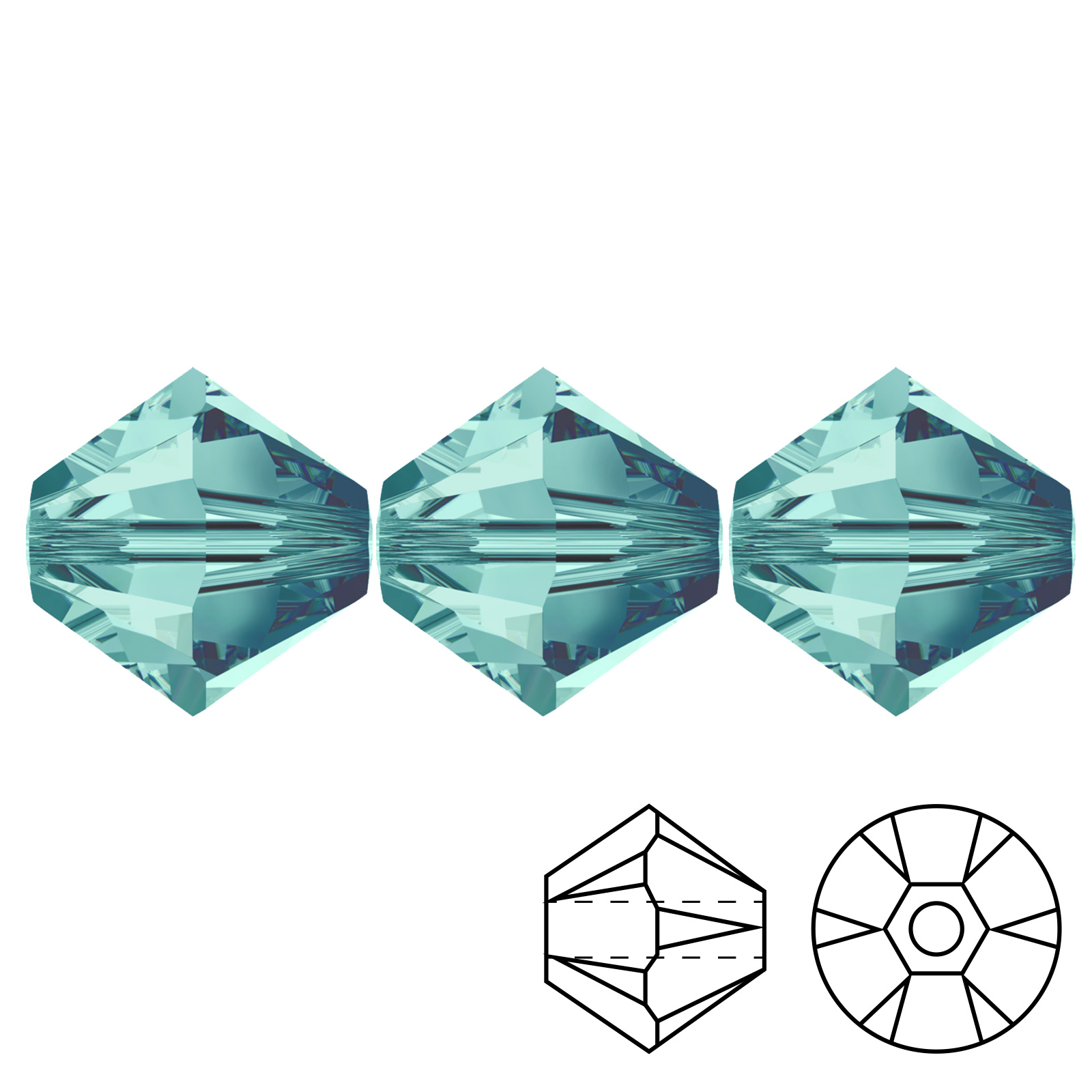 bicone (5328) blue zircon 6mm | 20pc