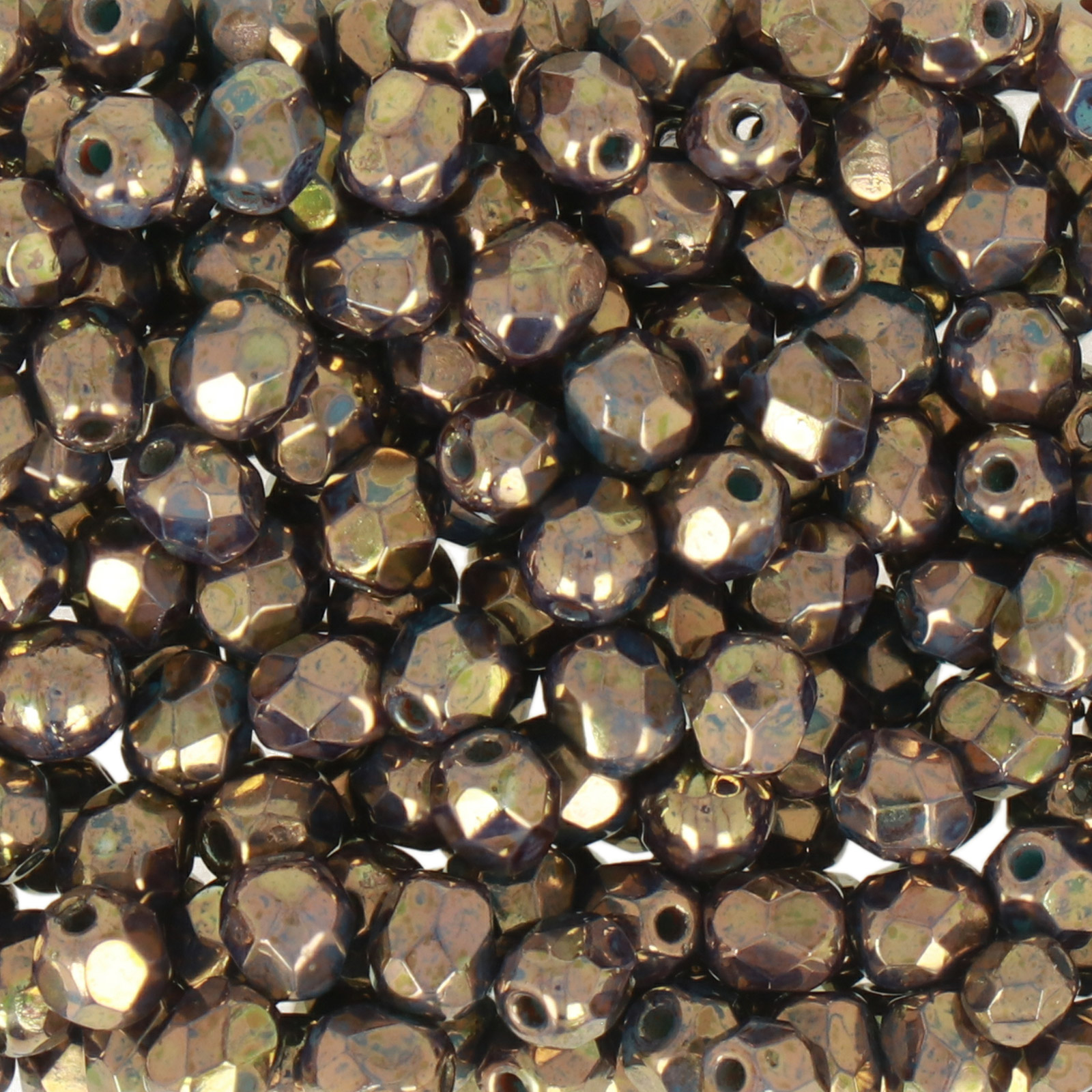 böhmische glasschliffperlen turquoise/bronze picasso 4mm | 50st