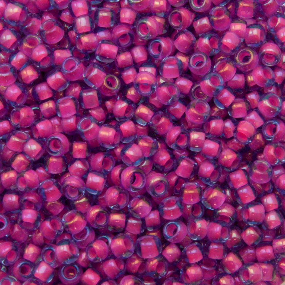 saatperlen toho 8/0 luminous light sapphire/neon pink lined (980) | 10gr