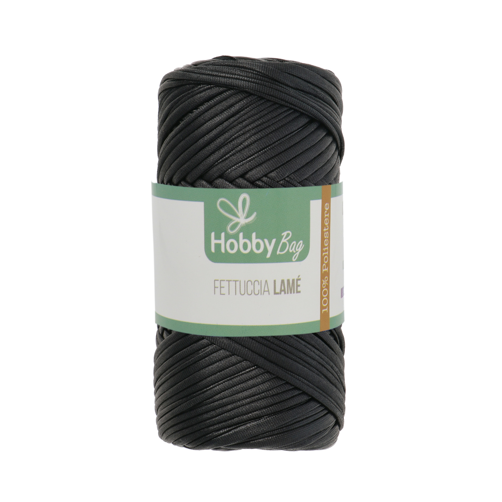 hobbybag t-shirt yarn fettuccia lamè - black- 120-130gr (50mt) | 1pc