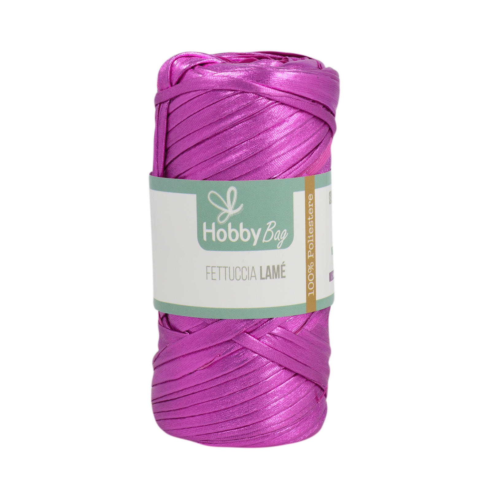 hobbybag t-shirt yarn fettuccia lamè - fuchsia - 120-130gr (50mt) | 1pc