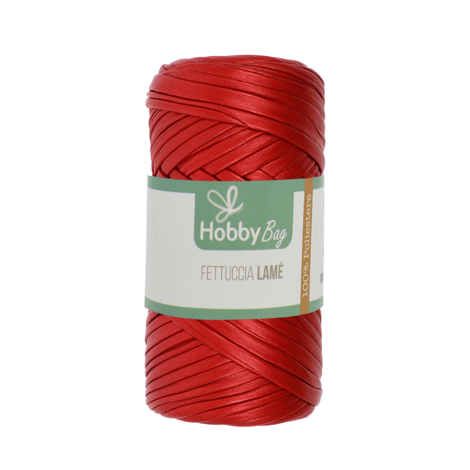 hobbybag t-shirt yarn fettuccia lamè - rot - 120-130gr (50mt) | 1st