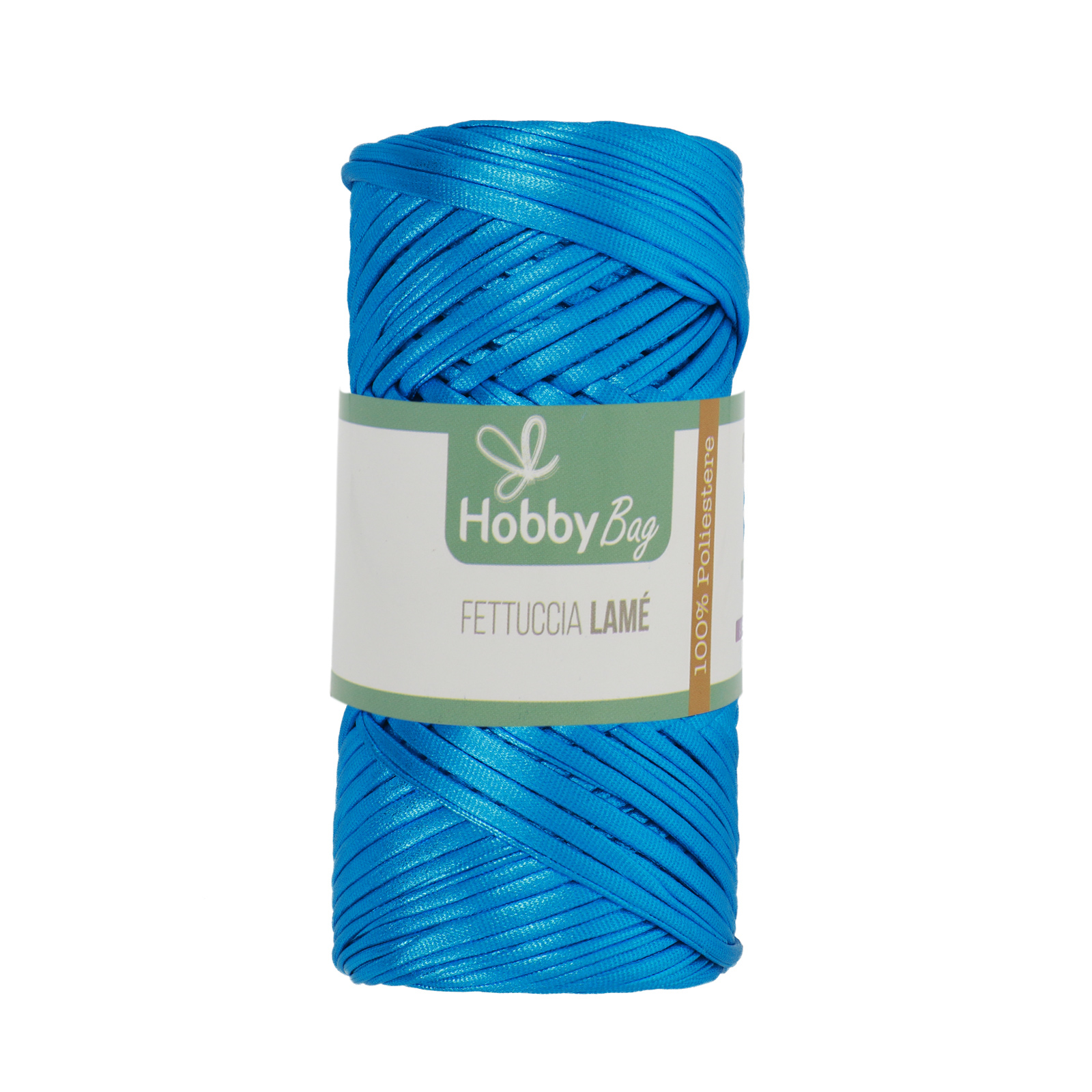 hobbybag t-shirt yarn fettuccia lamè - turquoise - 120-130gr (50mt) | 1pc