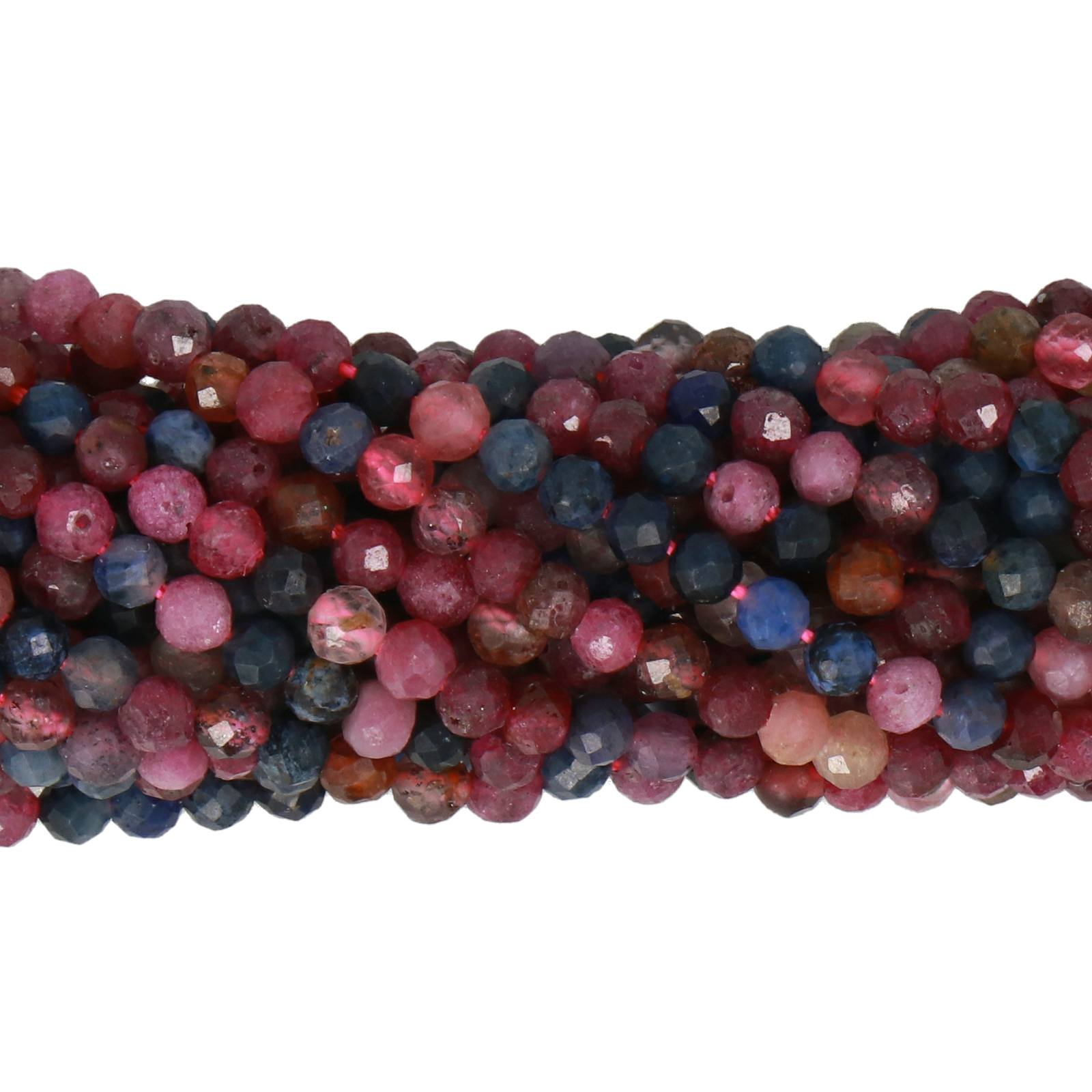ruby sapphire faceted round 2mm | 15/16-inch strand