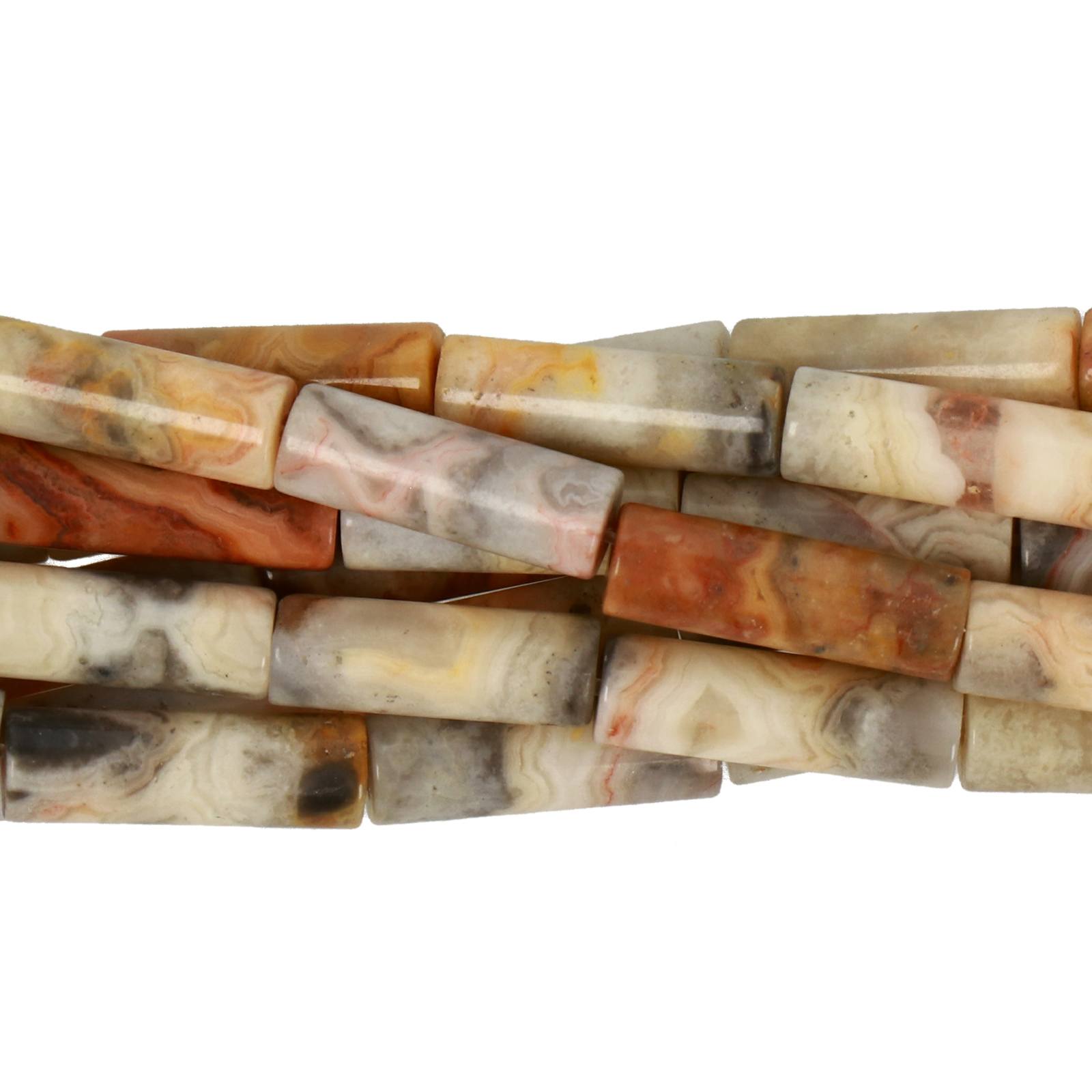 crazy lace agate smooth tube 13x4mm | 15/16-inch strand