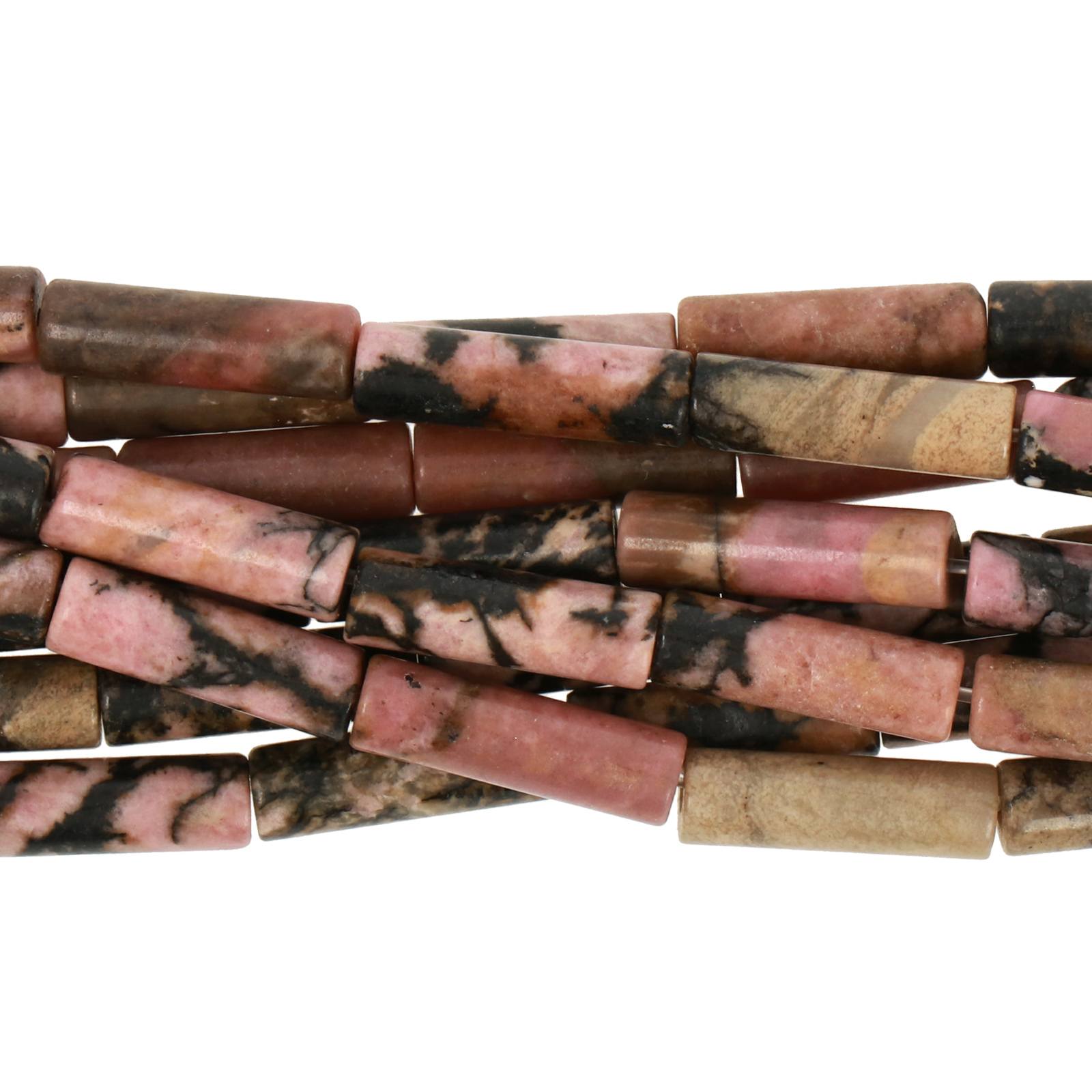 rhodonite smooth tube 13x4mm | 15/16-inch strand
