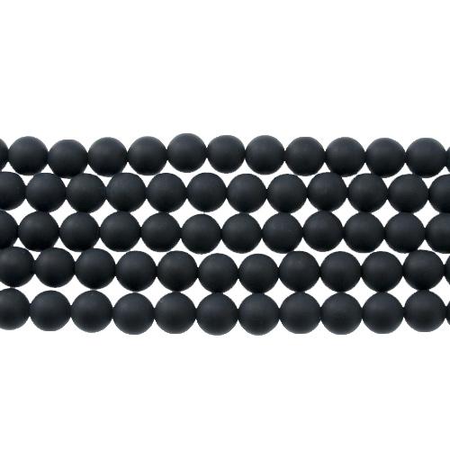schwarz onyx matte glatt runde 4mm | strang 38/40cm