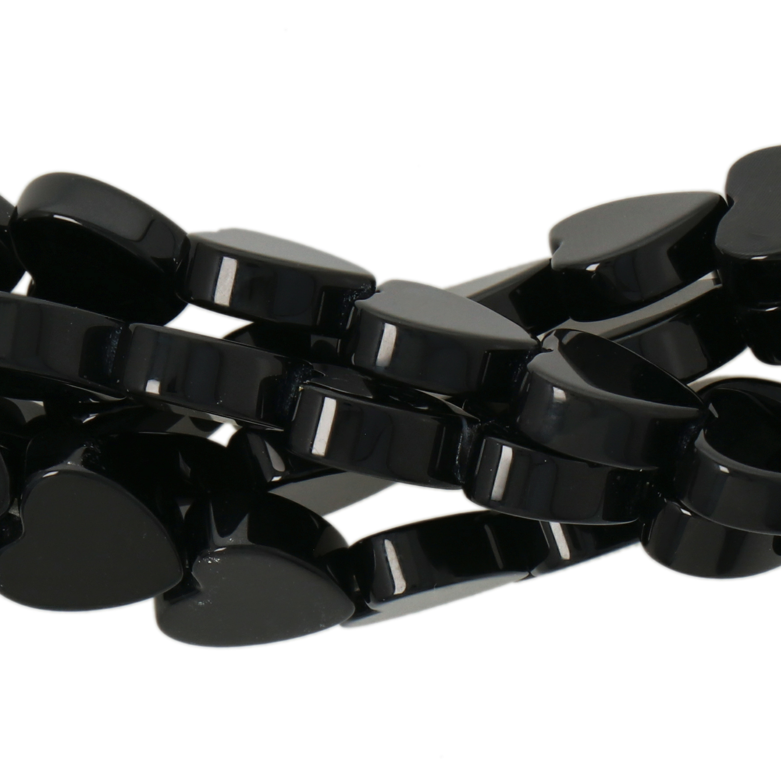 black onyx smooth heart 10mm | 16-inch strand