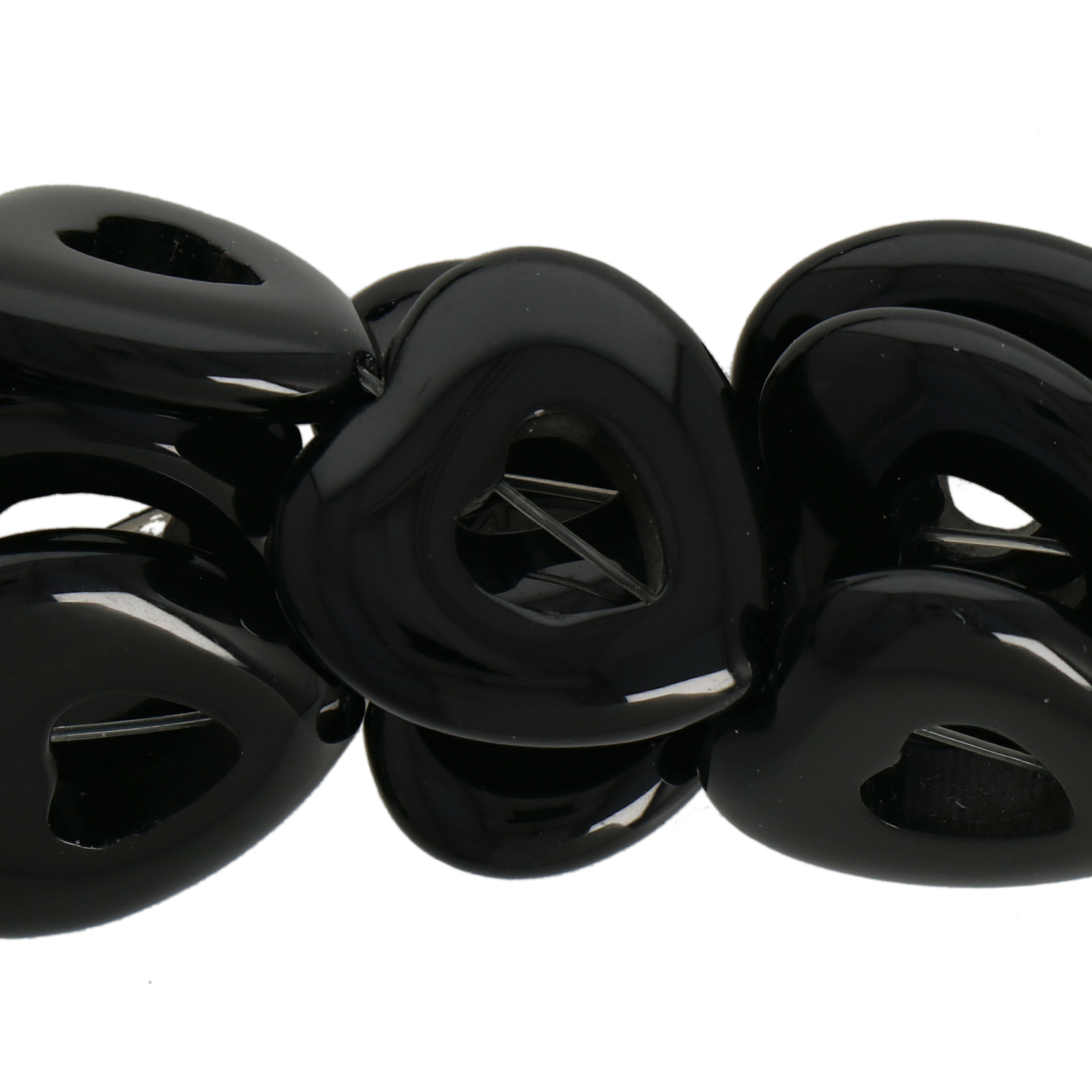 black onyx open shape heart 25mm | 2pc
