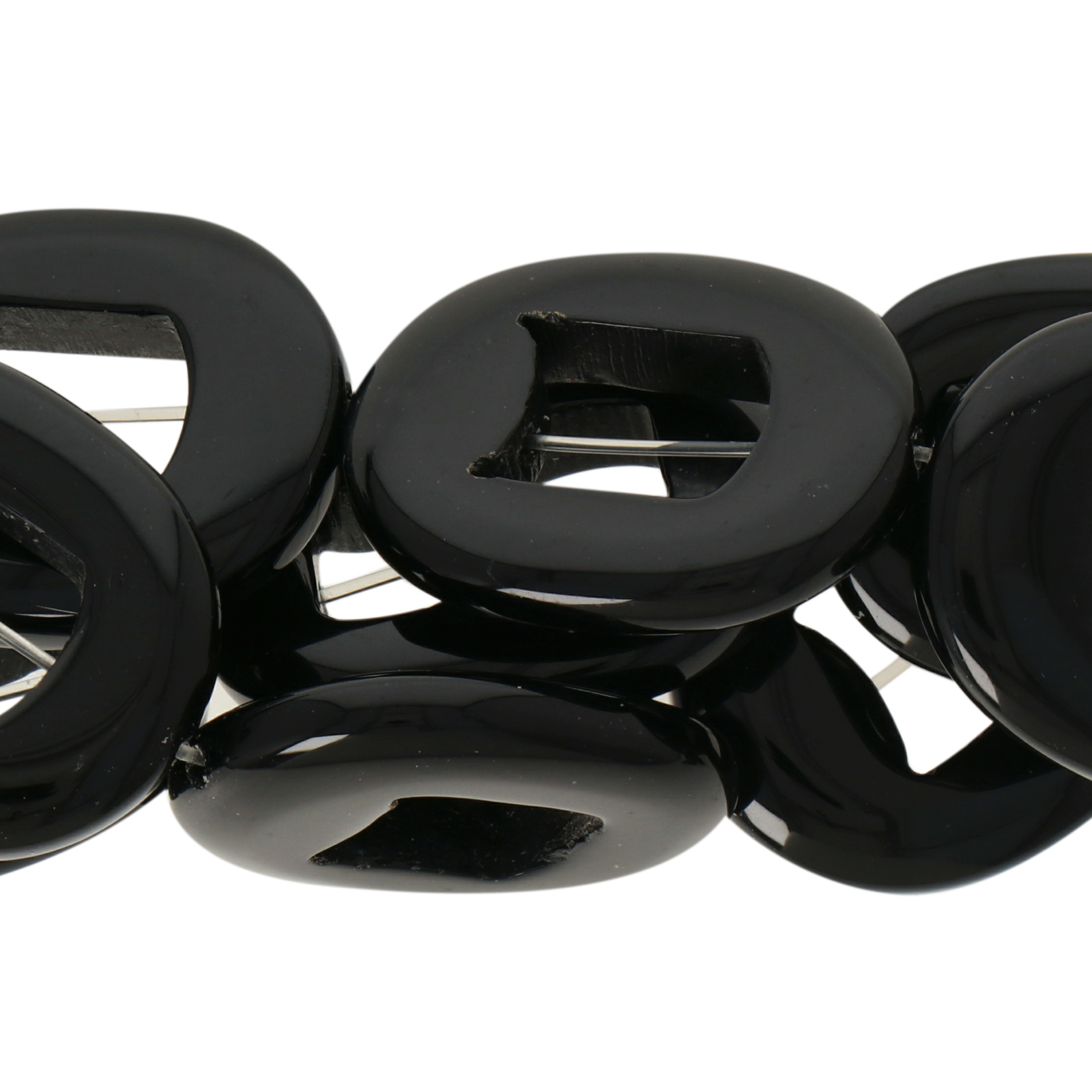 black onyx open shape oval 28x23mm | 2pc