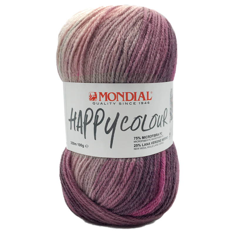 happy colour mondial - cream/lilac/pink/purple (506) - 100gr (350mt) | 1pc