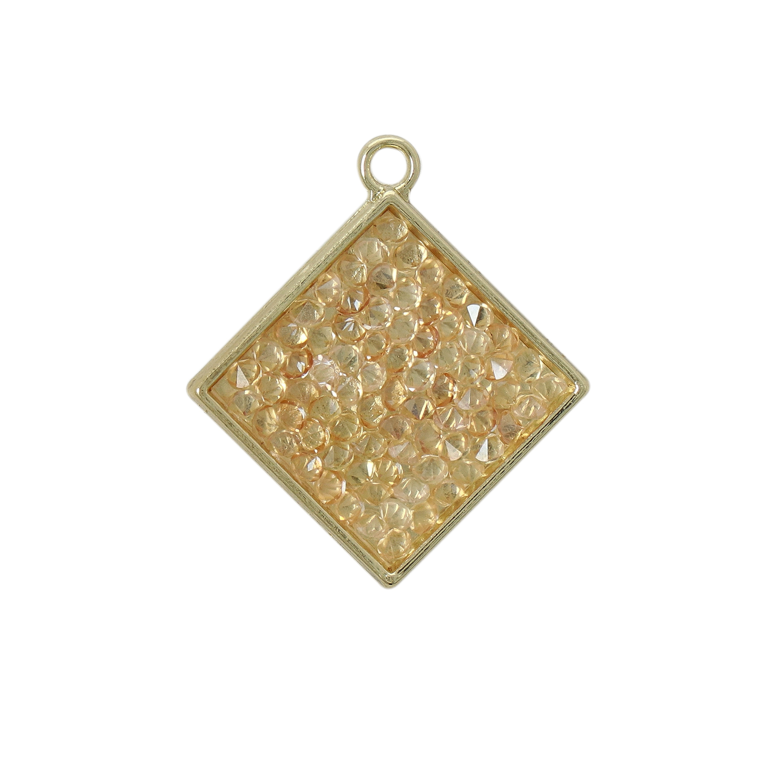 gold plated brilliant rock pendant champagne plated rhombus 23mm | 1pc