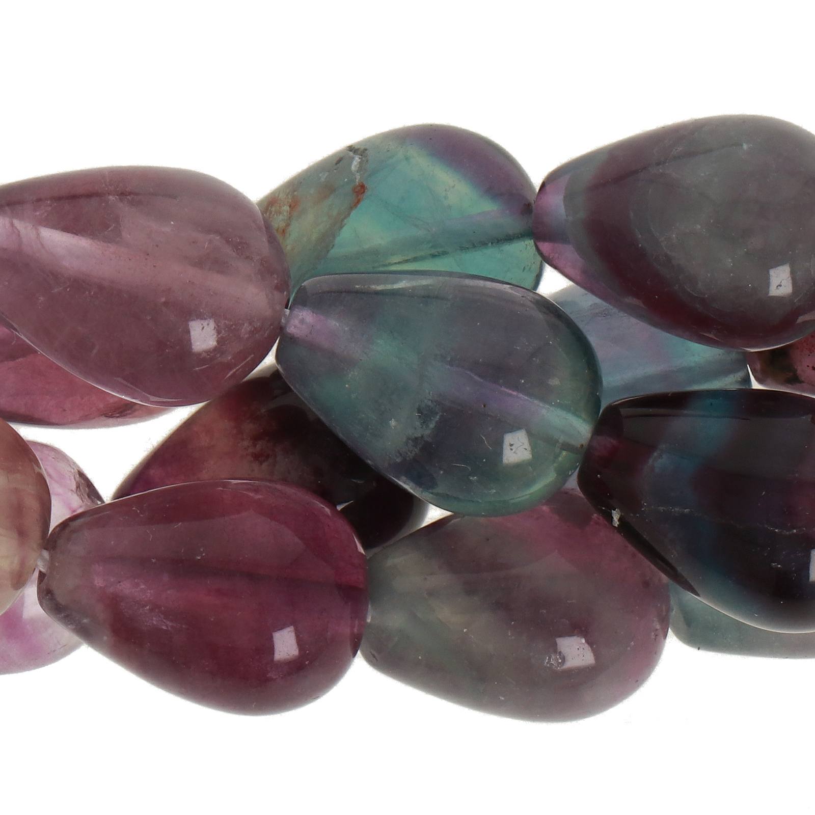 fluorit rainbow glatt briolette 14x10mm | strang 38/40cm