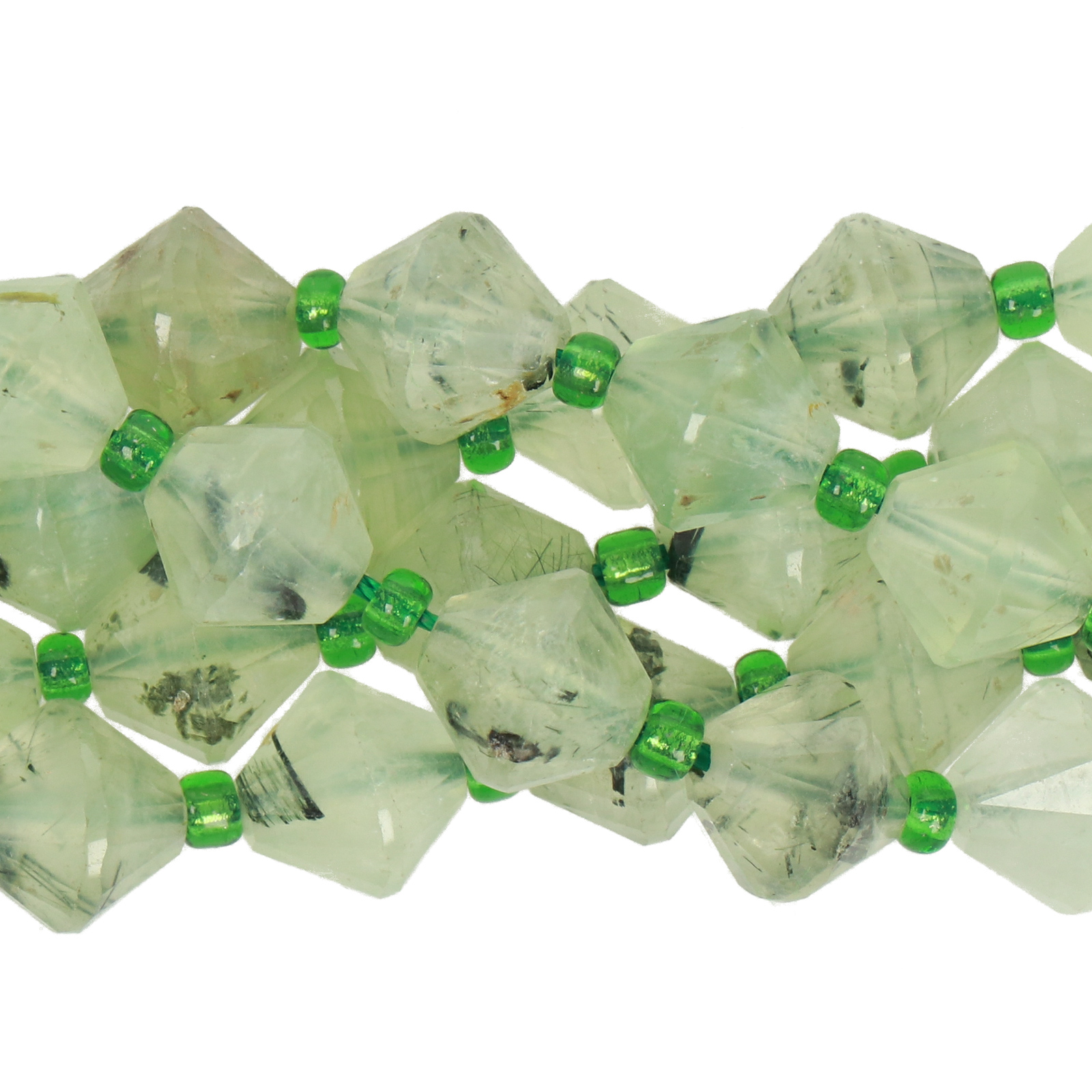 prehnite smooth bicone 8mm | 16-inch strand