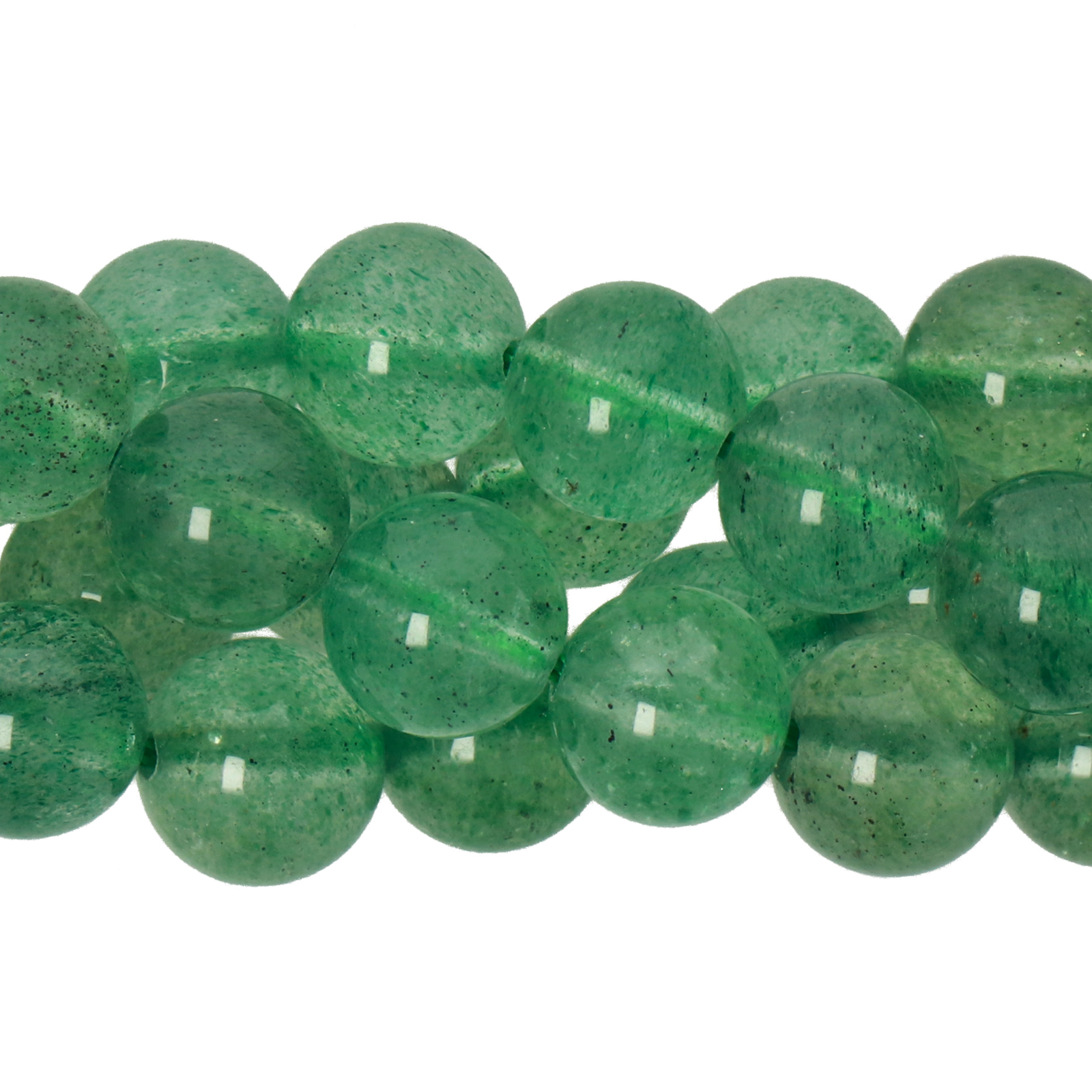 green strawberry quartz smooth round 8mm | 16-inch strand
