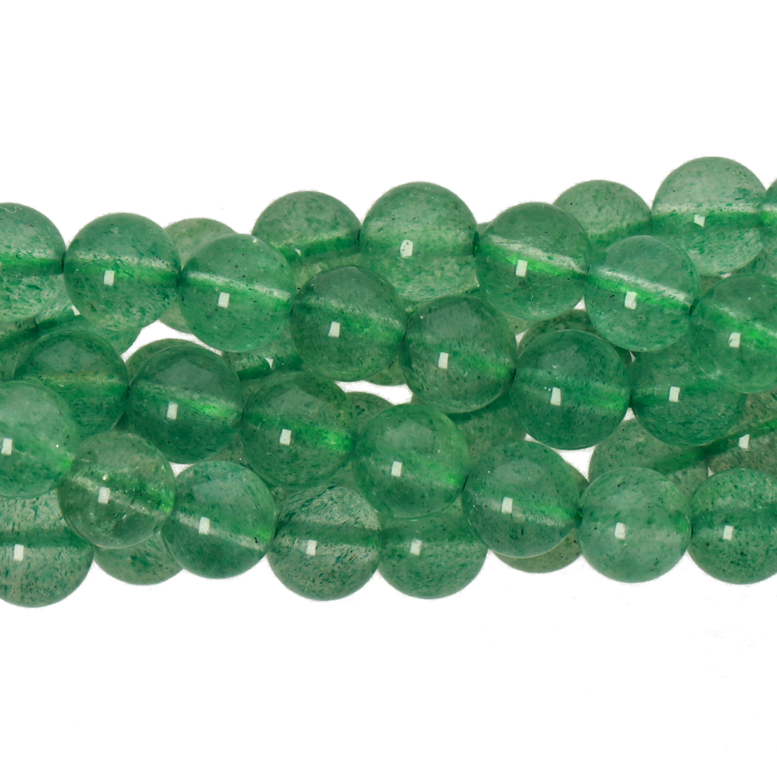 green strawberry quartz smooth round 6mm | 16-inch strand