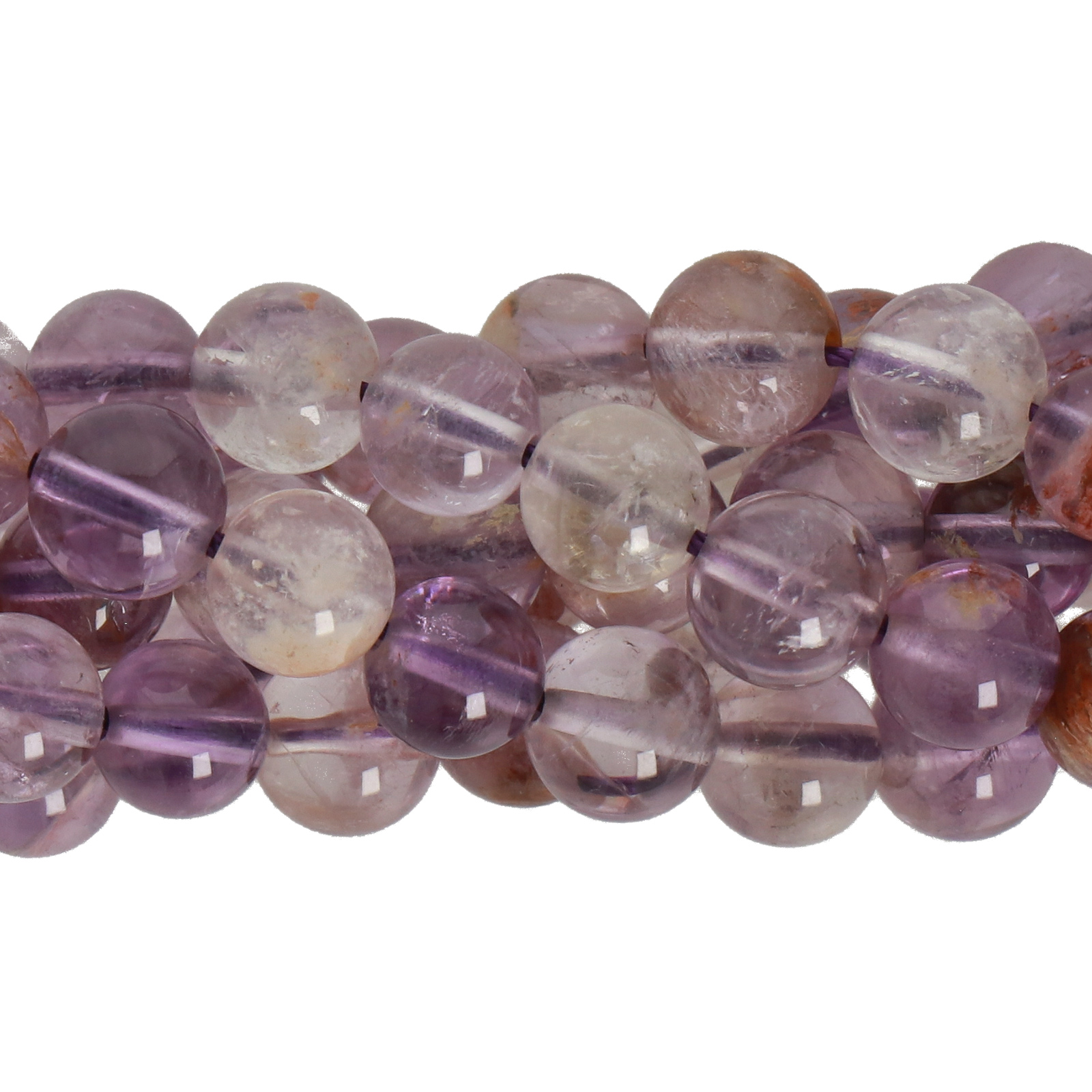 purple phantom quartz smooth round 6mm | 16-inch strand