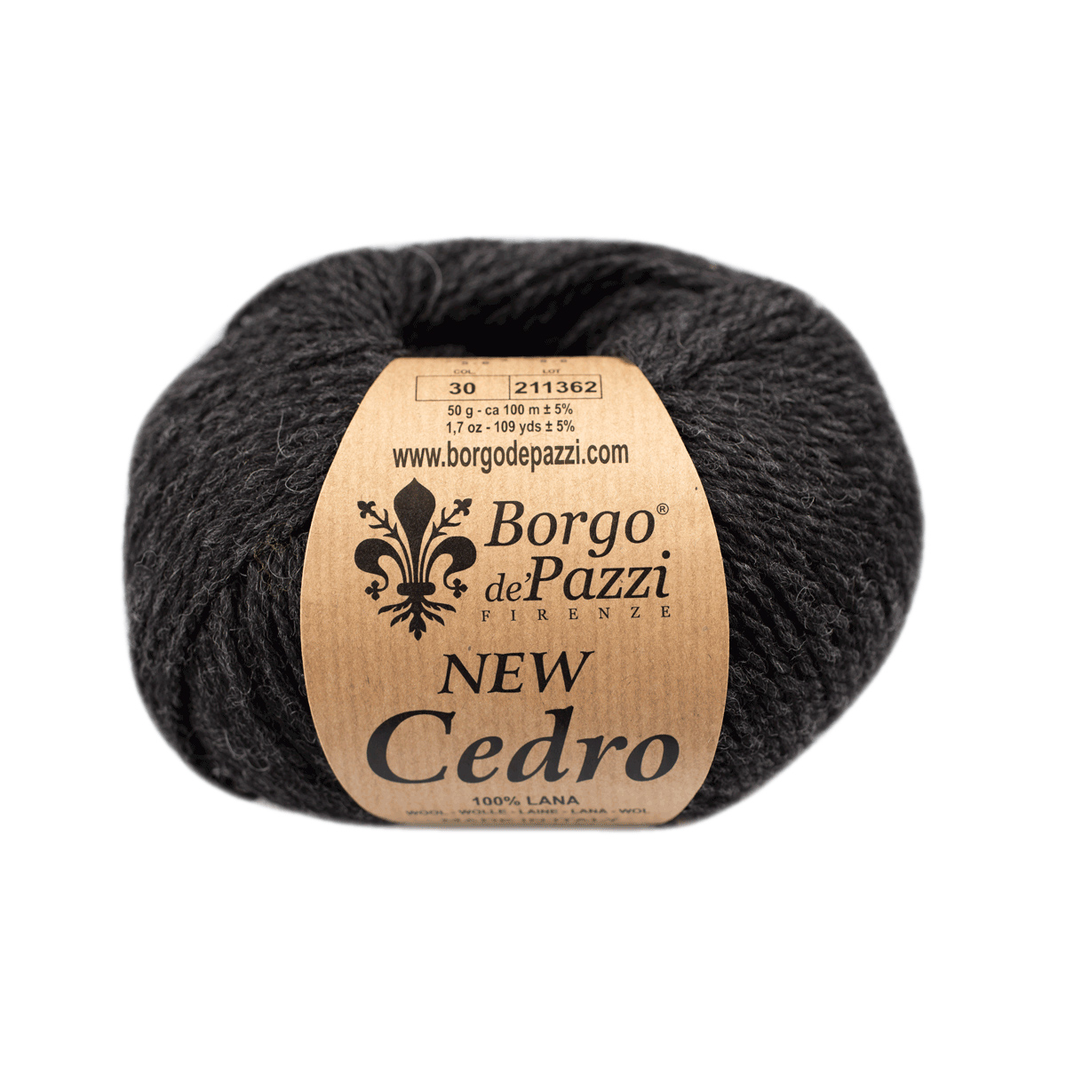 borgo de' pazzi new cedro - black melange (30) - 50gr (100mt) | 1pc