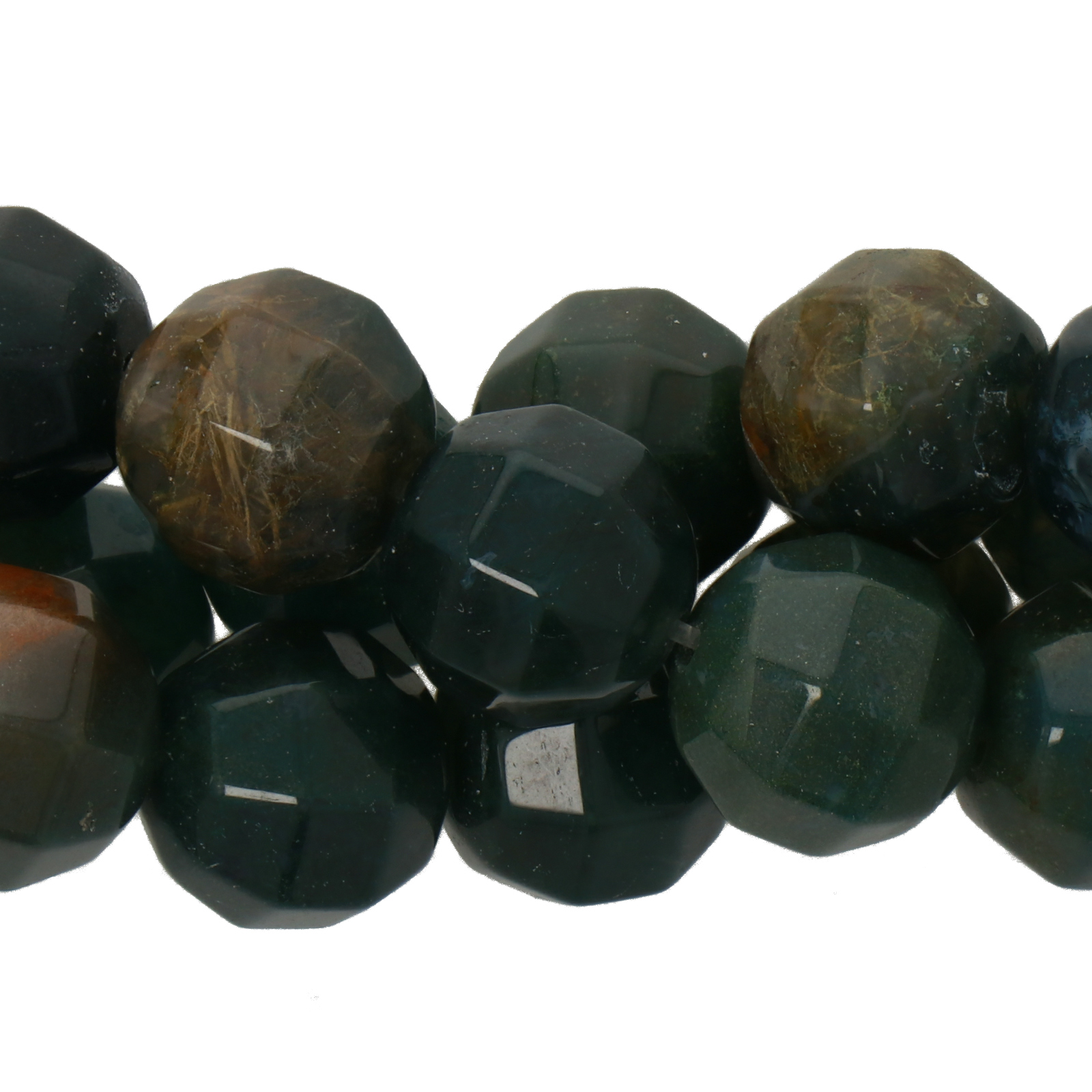 moss agate faceted round 12mm | 16-inch strand