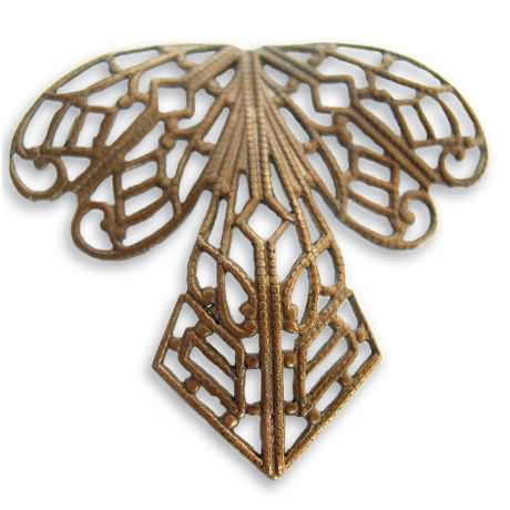 vintaj natural brass orchid filigree 38x35mm | 1pc