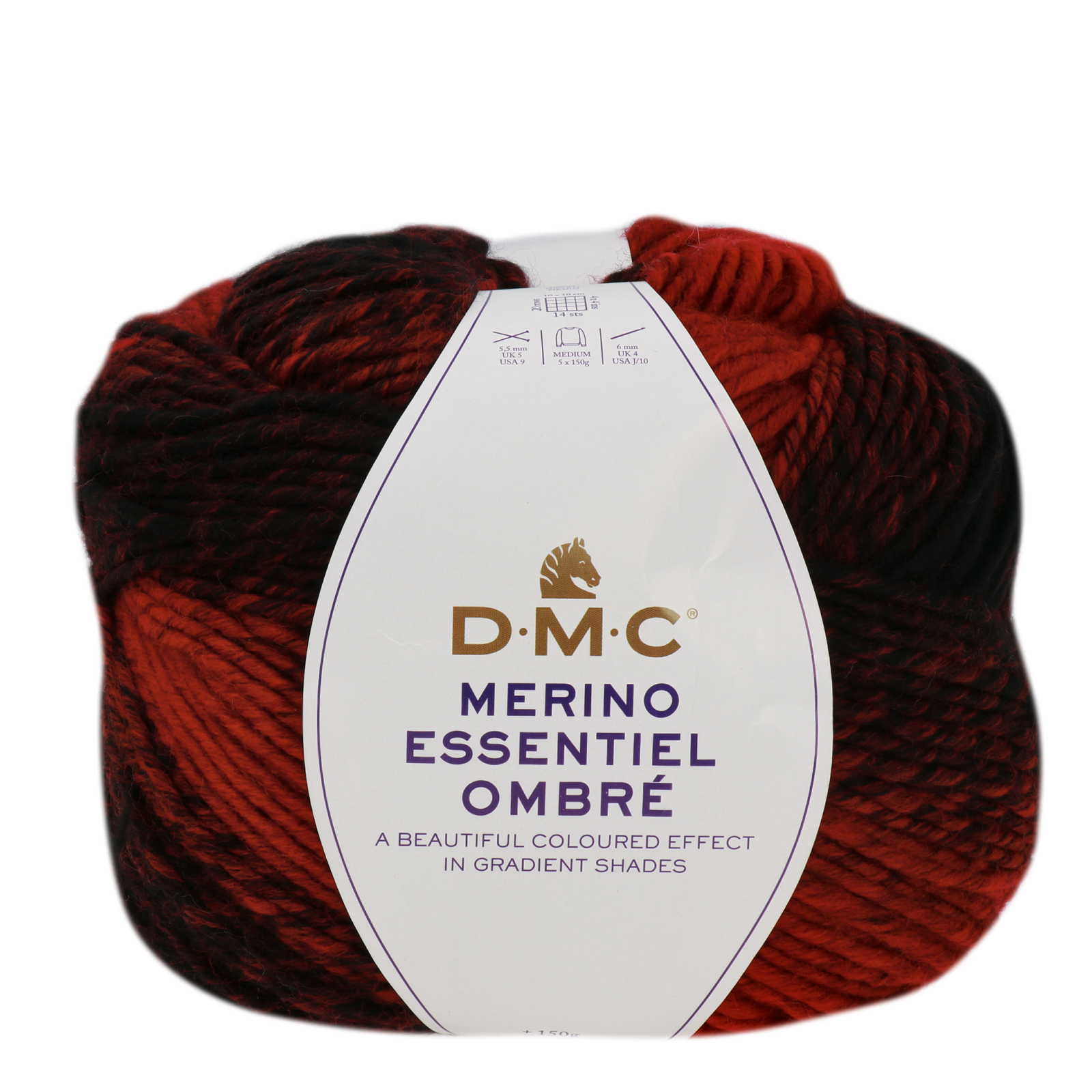 dmc merino essentiel ombré - rouge (1001) - 150gr (285mt) | 1pc