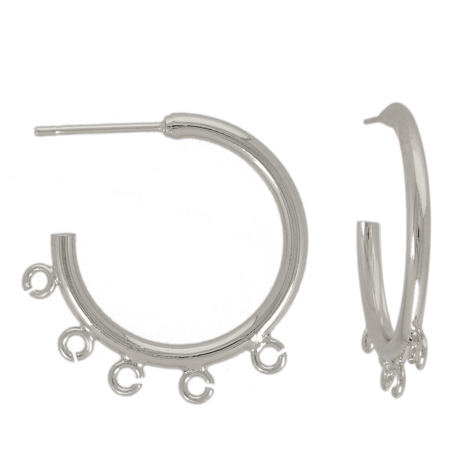 rhodium silver plated hoop earring 24mm | 2pc