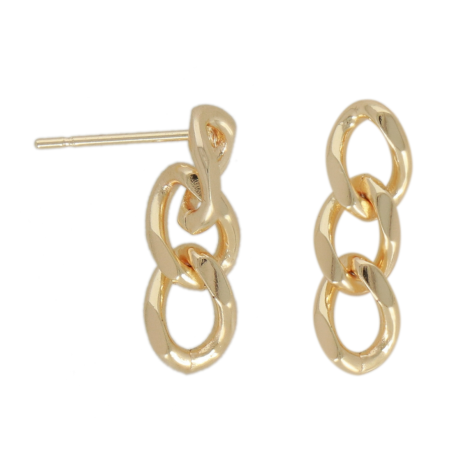 gold plated groumette chain post earring 20x6mm | 2pc