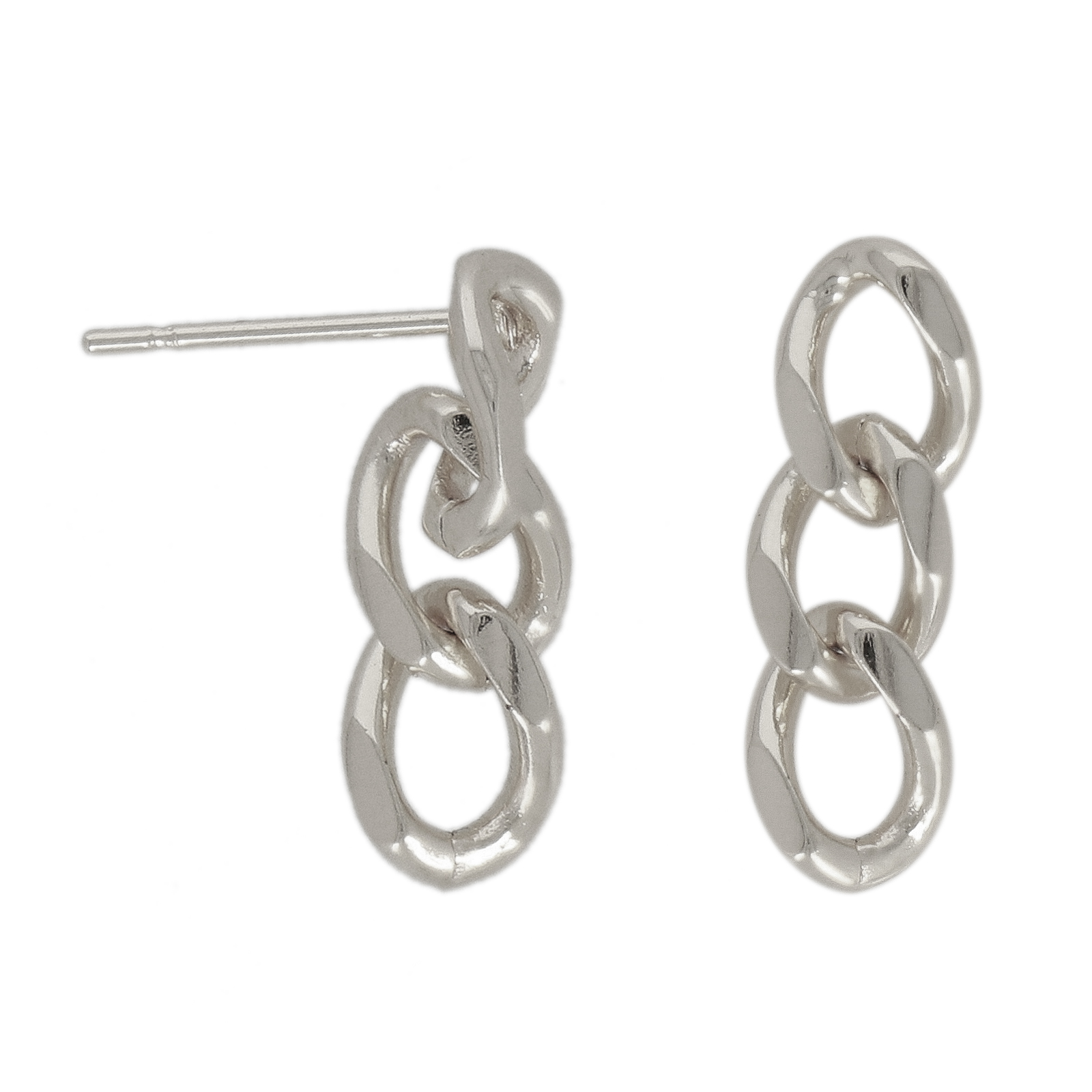 rhodium silver plated groumette chain post earring 20x6mm | 2pc
