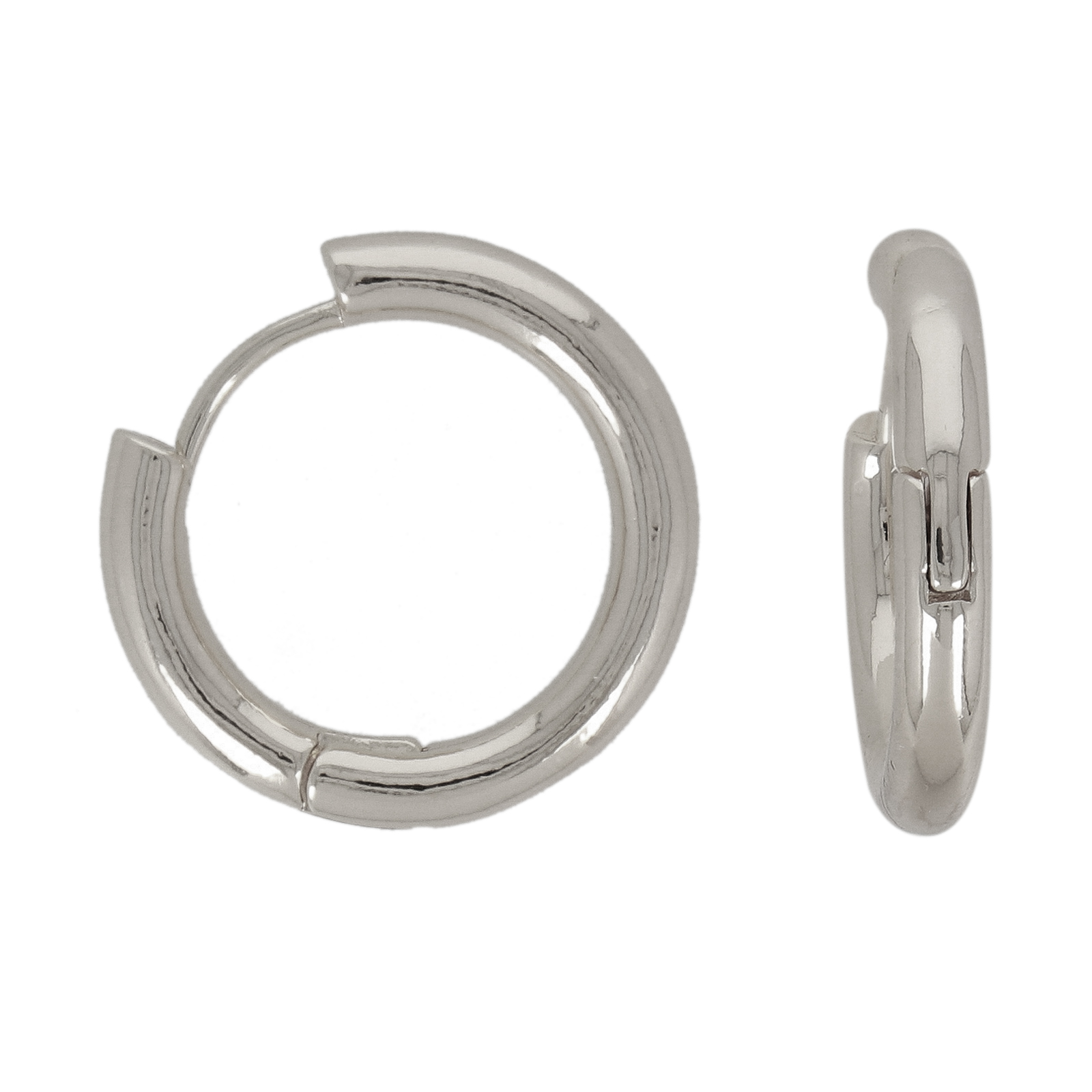 rhodium silver plated hoop earring 20x3,5mm | 2pc