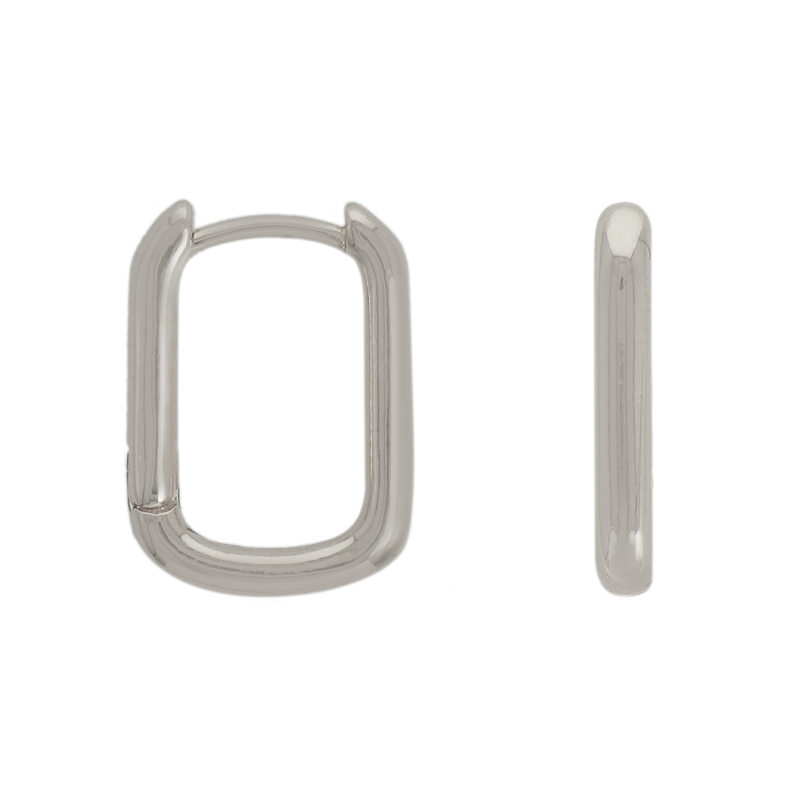 rhodium silver plated leverback hoop earring 16x2mm | 2pc