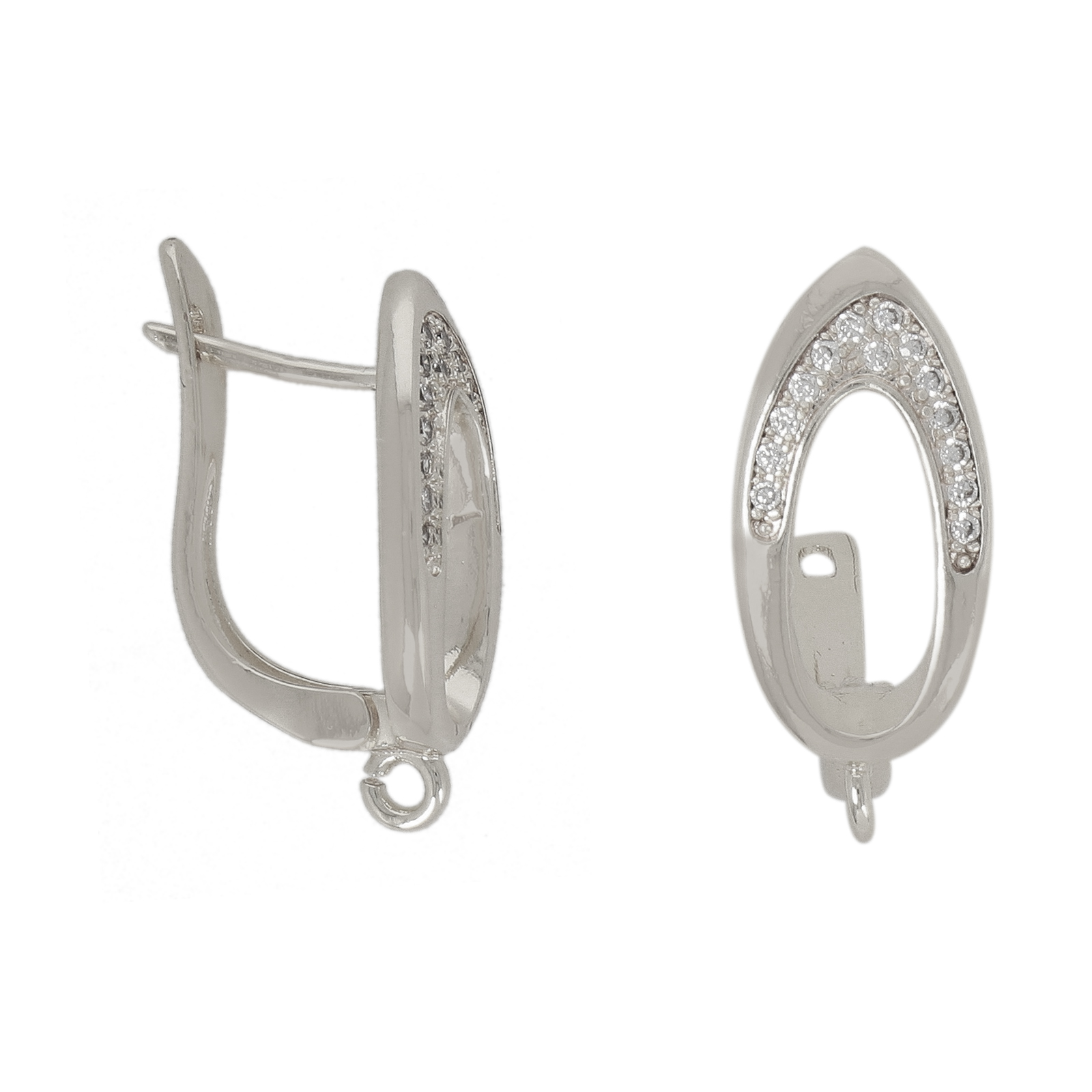 metal cz ohrhaken brisuren rhodium versilbert 17mm | 2st