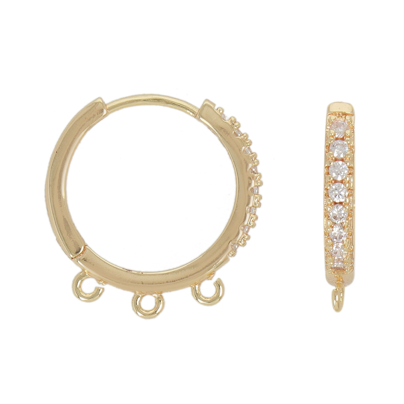 gold plated metal cz leverback hoop 18mm | 2pc