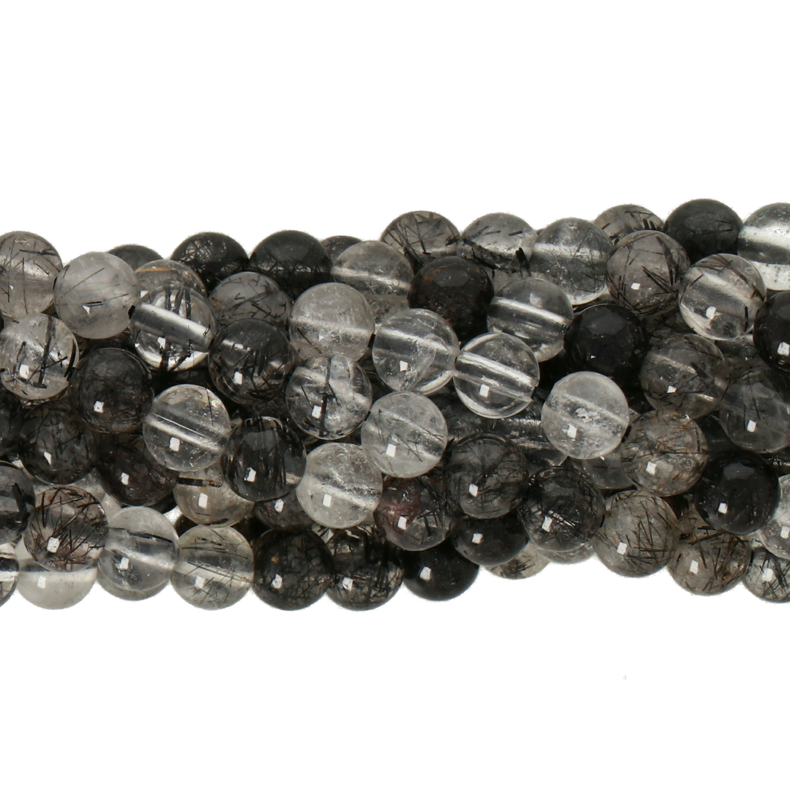 black rutilated quartz premium quality smooth round 4mm | 15/16-inch strand