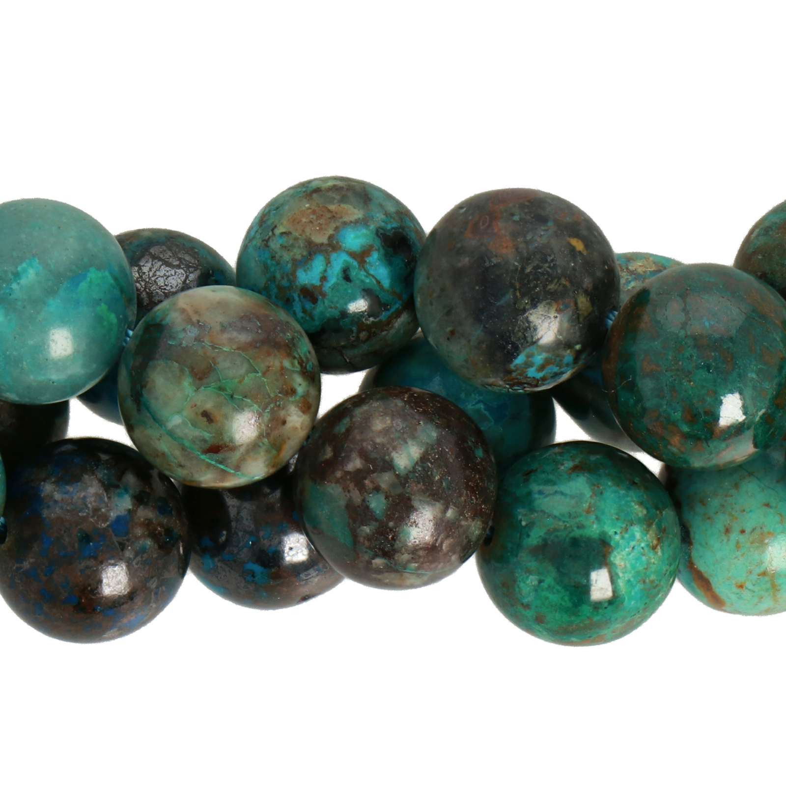 african azurite smooth round 10mm | 16-inch strand
