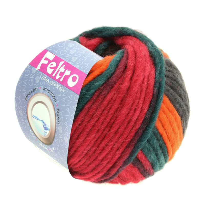 feltro print lana grossa - red wine/orange/teal/anthracite (375) - 50gr (50mt) | 1pc