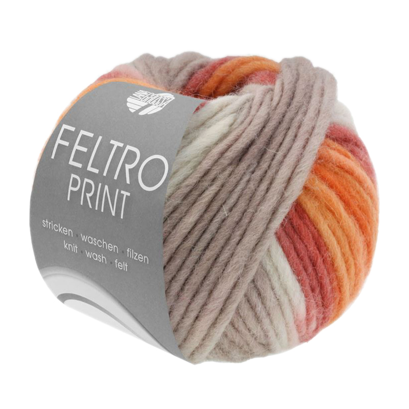 feltro print lana grossa - beige/taupe/rust/orange (394) - 50gr (50mt) | 1pc