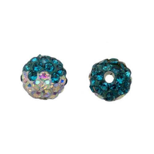 pave' beads - blue zircon/crystal ab round 6mm | 1pc